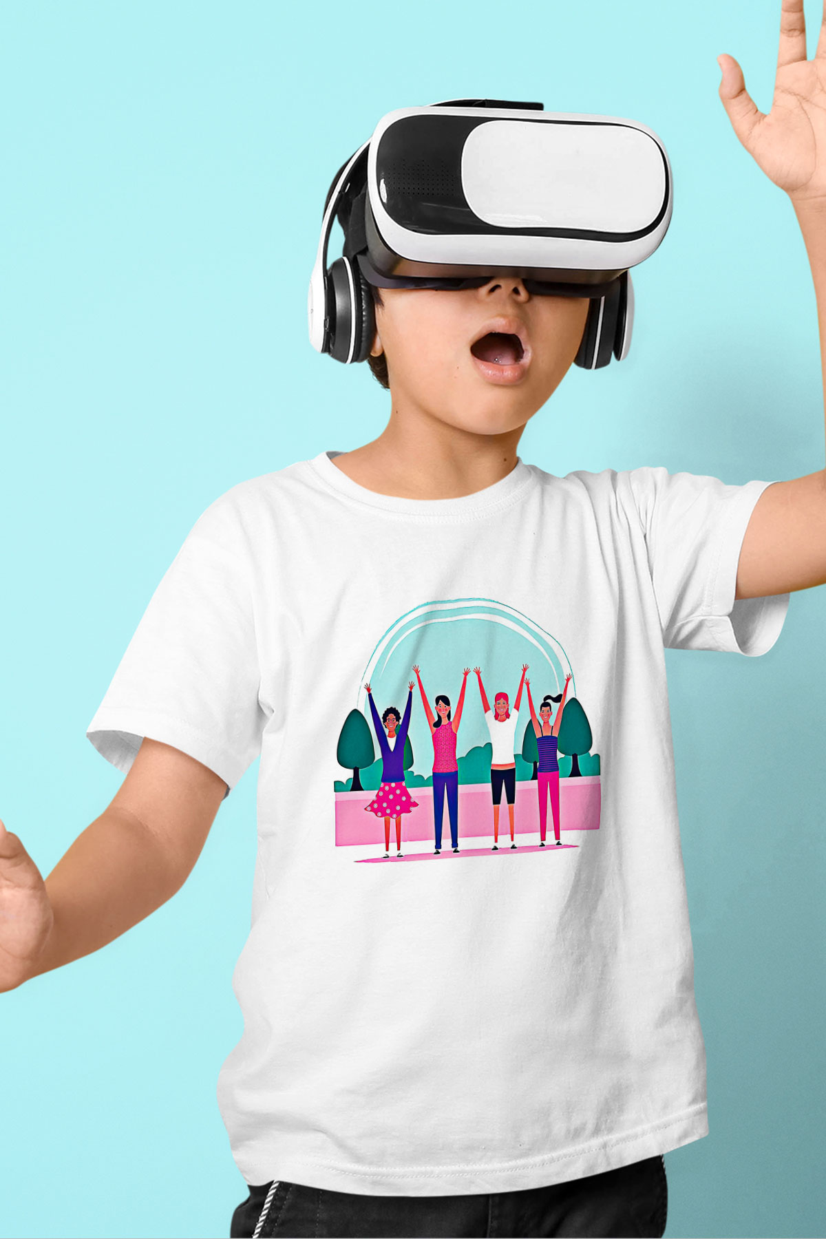 Kadınlar Günü Baskılı Beyaz Unisex Beyaz Çocuk Tişört - Tshirt