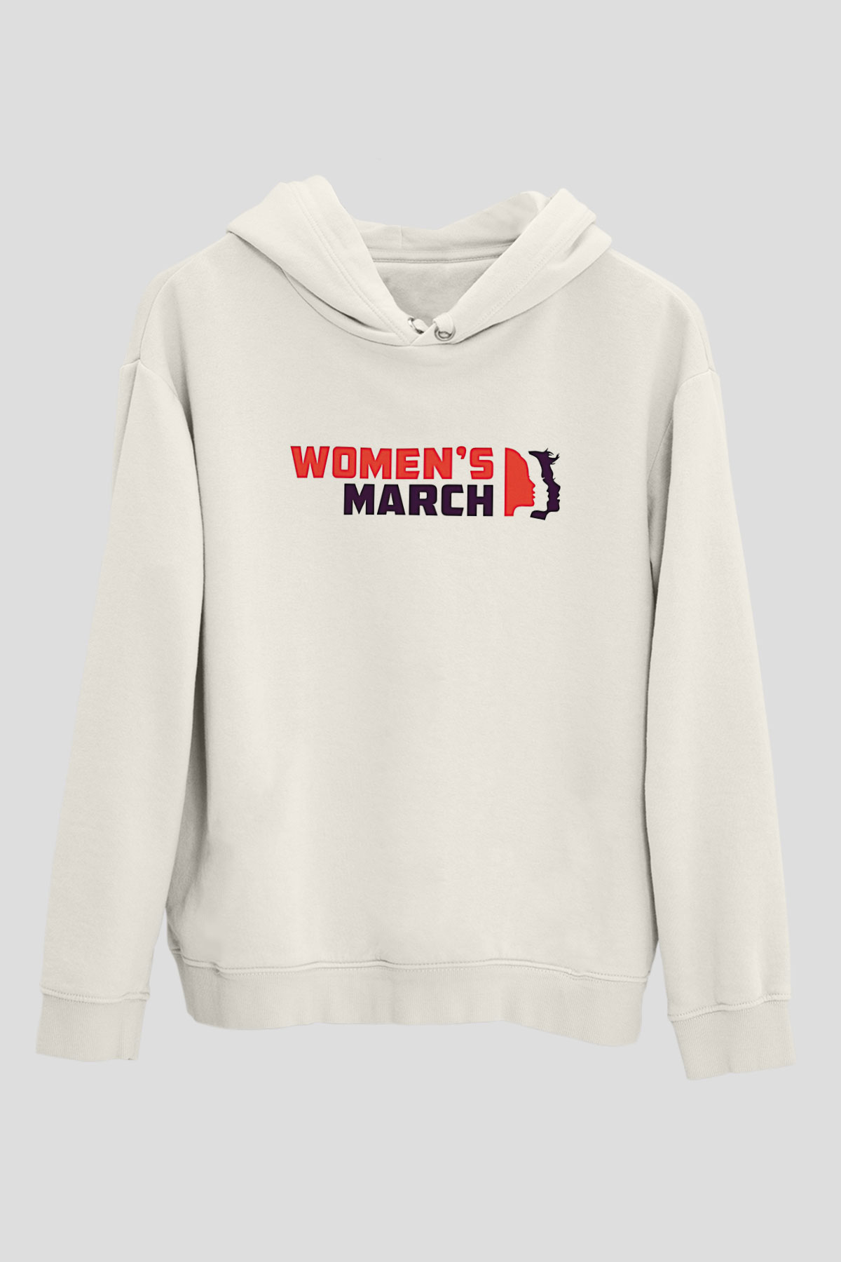 Kadınlar Günü Baskılı Beyaz Unisex Kapüşonlu Sweatshirt
