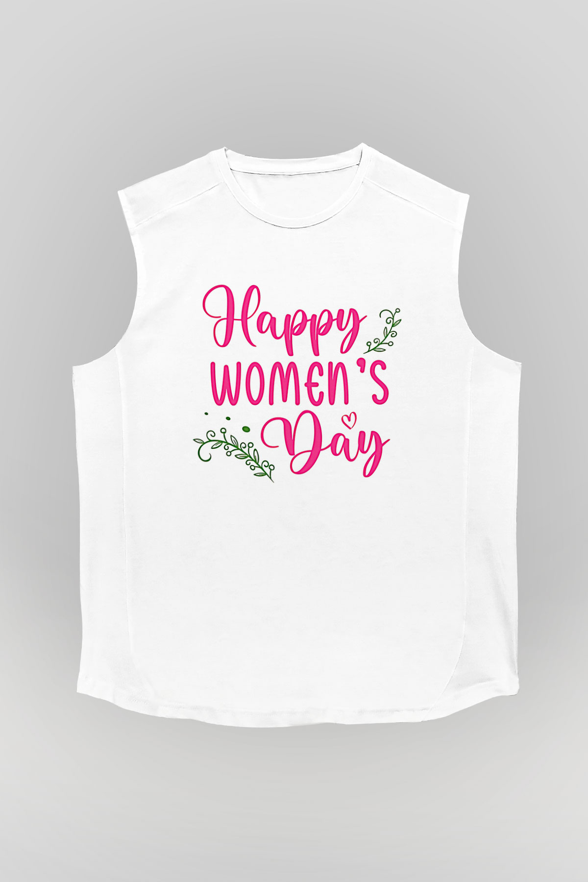 Kadınlar Günü Baskılı Beyaz Unisex Kolsuz Tişört - Tshirt