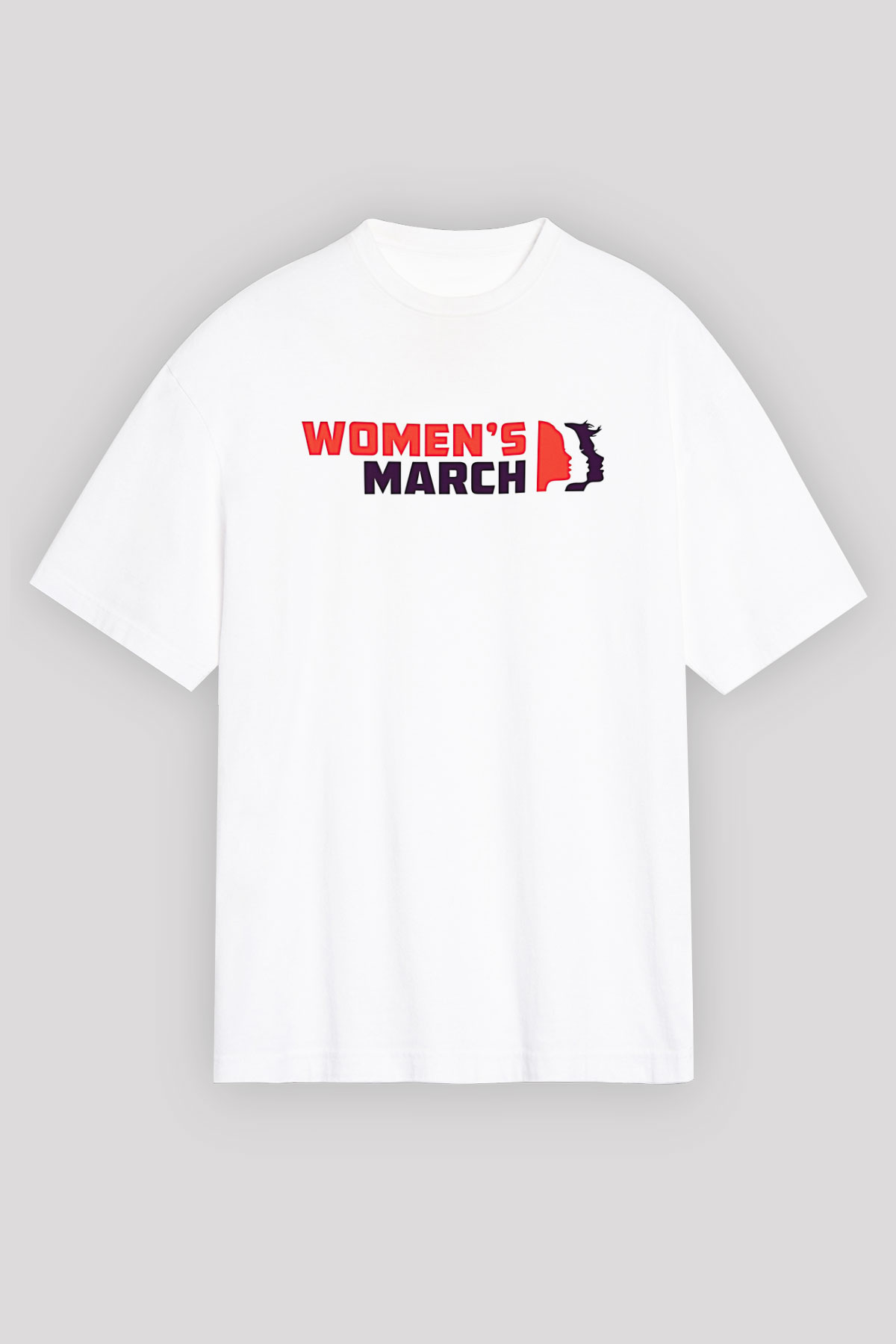 Kadınlar Günü Baskılı Beyaz Unisex Oversize Tişört - Tshirt