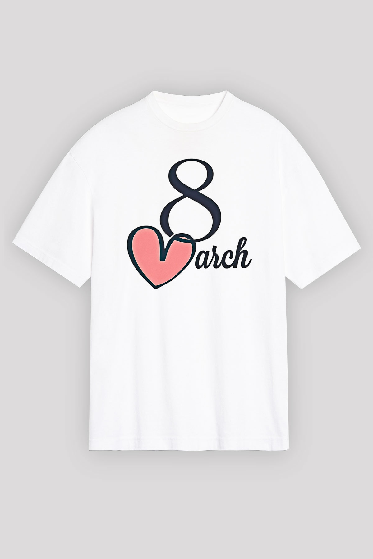 Kadınlar Günü Baskılı Beyaz Unisex Oversize Tişört - Tshirt