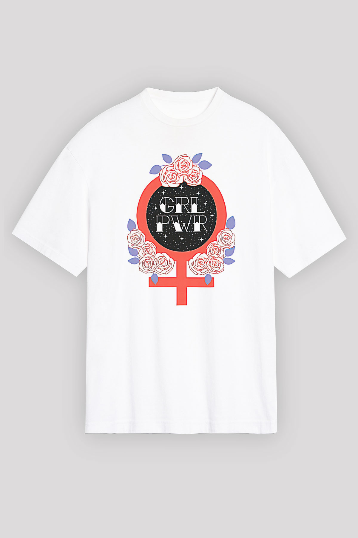 Kadınlar Günü Baskılı Beyaz Unisex Oversize Tişört - Tshirt