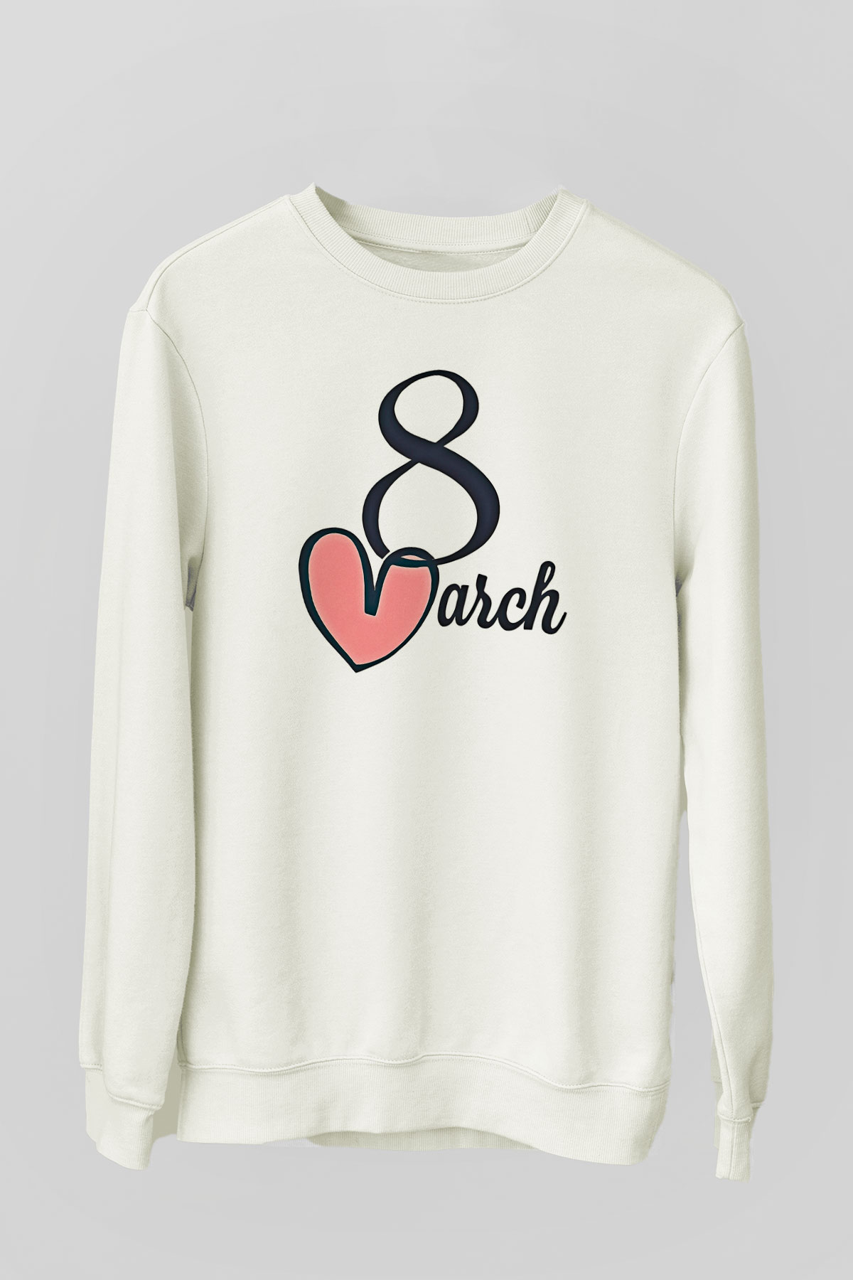 Kadınlar Günü Baskılı Beyaz Unisex Sweatshirt