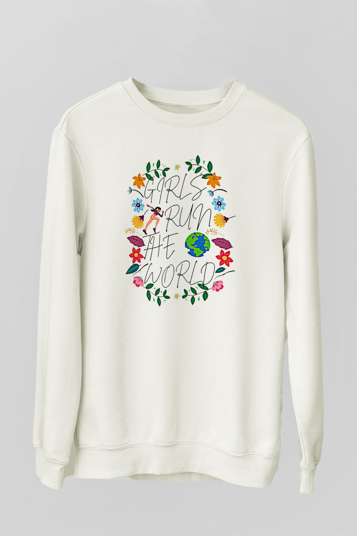 Kadınlar Günü Baskılı Beyaz Unisex Sweatshirt