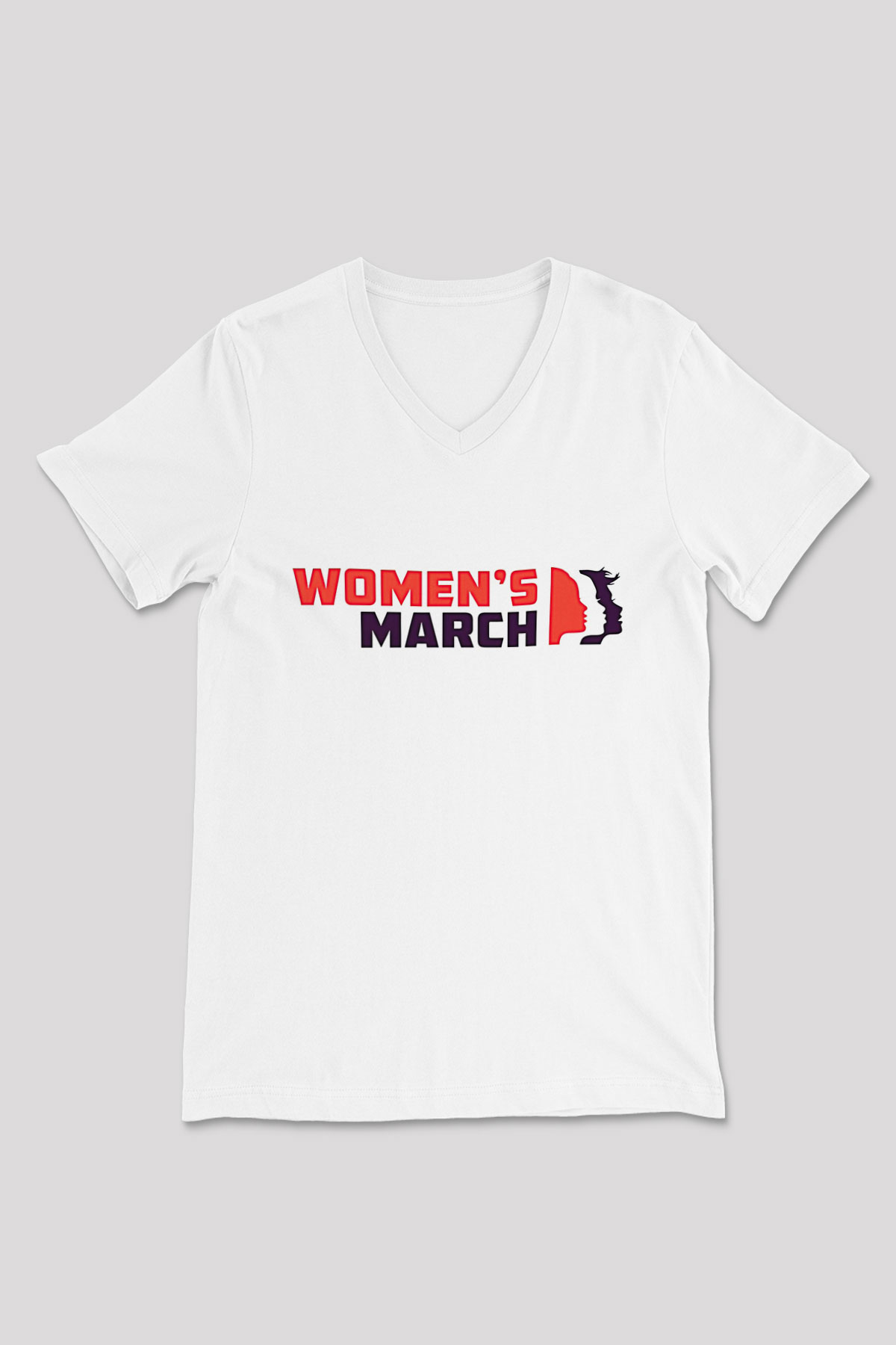 Kadınlar Günü Baskılı Beyaz Unisex V Yaka Tişört - Tshirt
