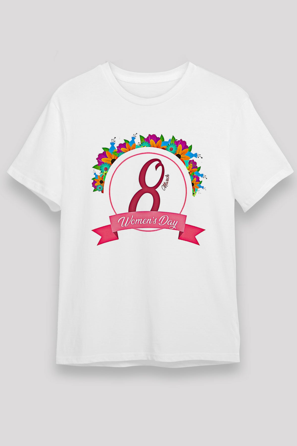 Kadınlar Günü Baskılı Unisex Beyaz Tişört - Tshirt