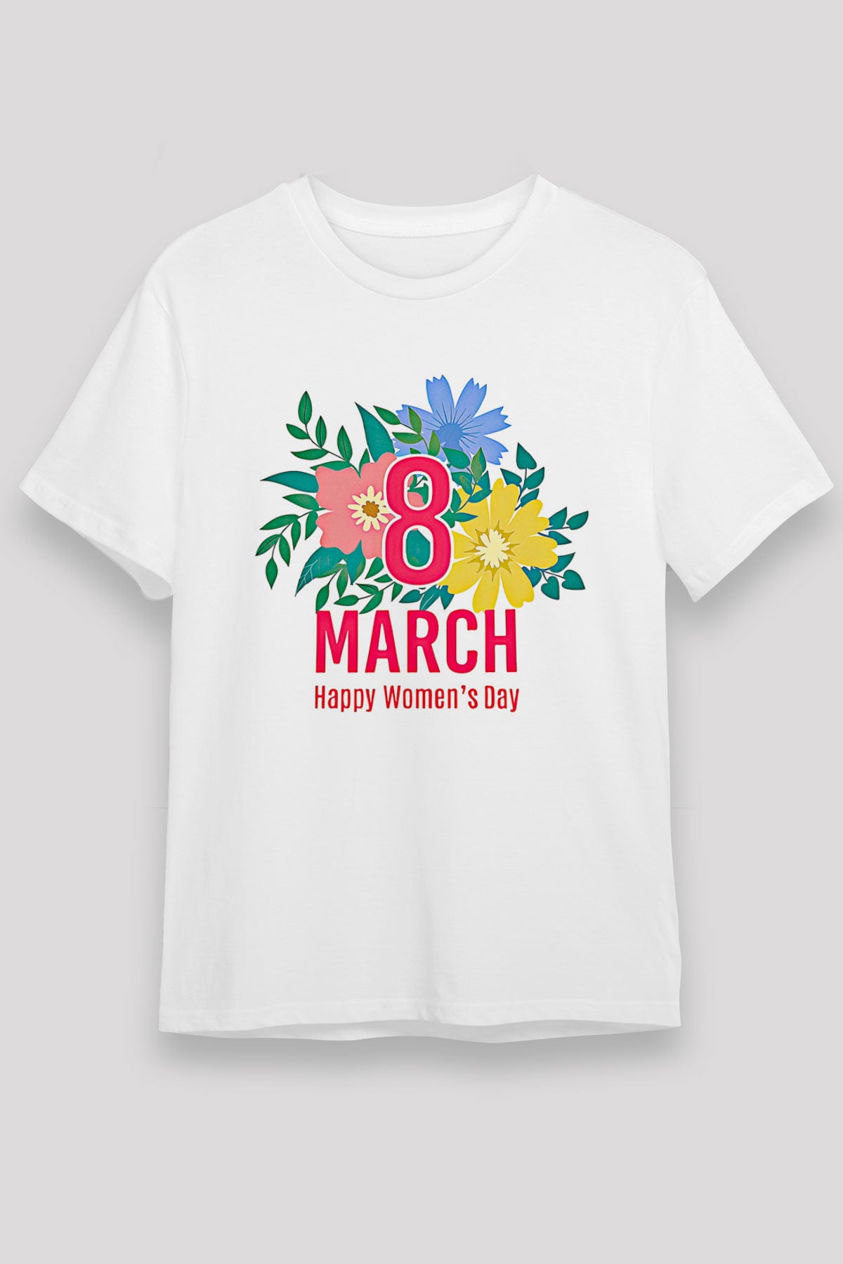 Kadınlar Günü Baskılı Unisex Beyaz Tişört - Tshirt