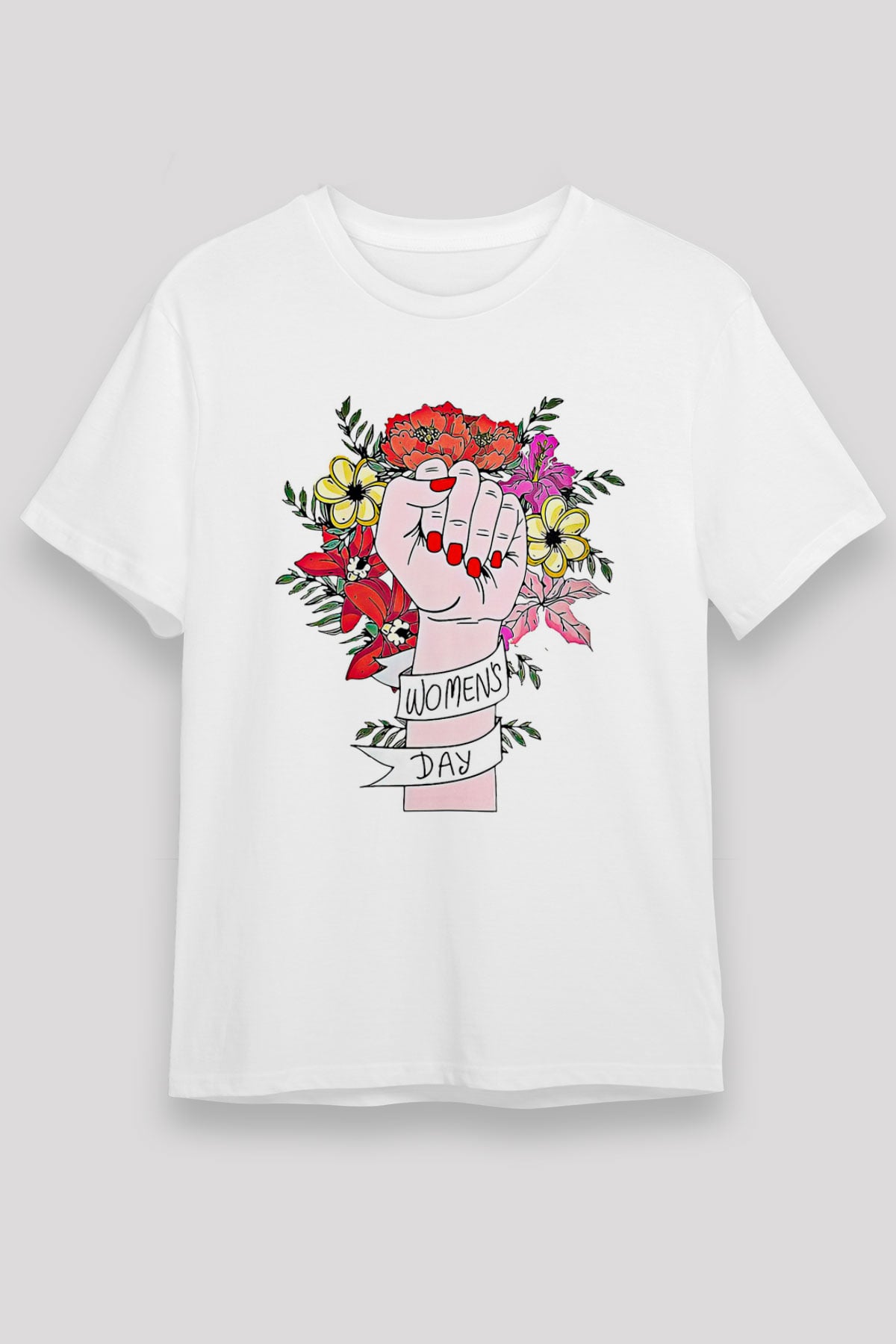 Kadınlar Günü Baskılı Unisex Beyaz Tişört - Tshirt