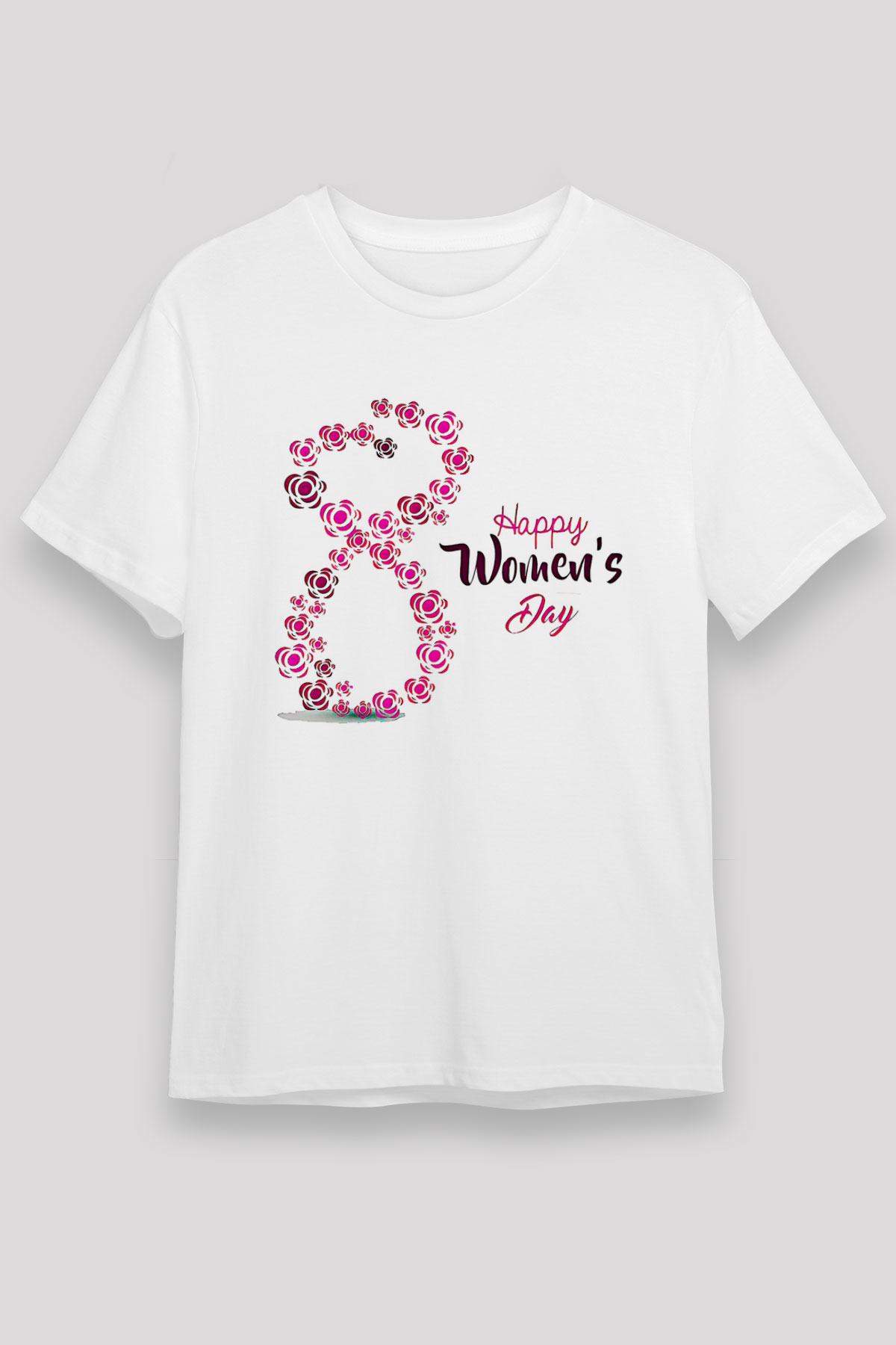 Kadınlar Günü Baskılı Unisex Beyaz Tişört - Tshirt