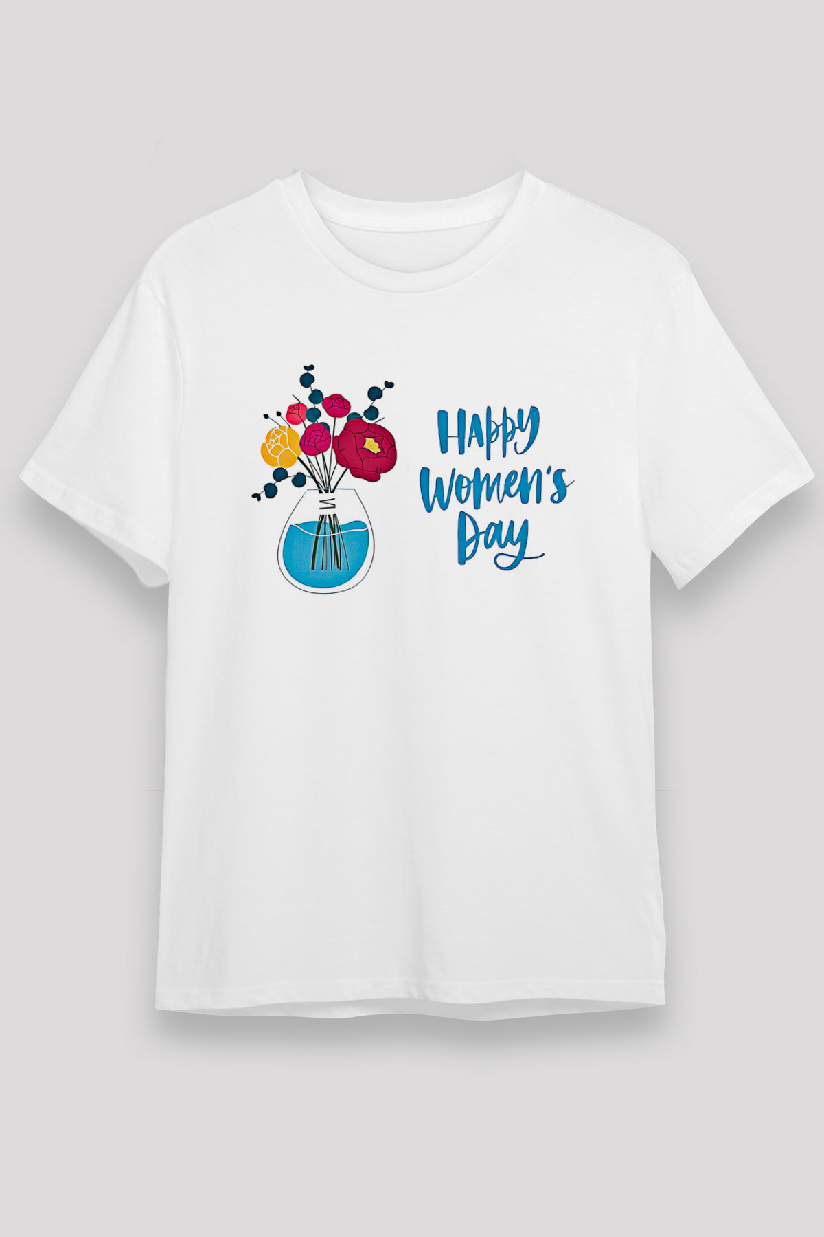Kadınlar Günü Baskılı Unisex Beyaz Tişört - Tshirt