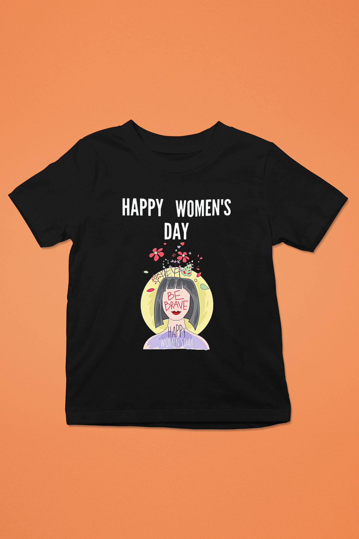Kadınlar Günü Baskılı Unisex Siyah Çocuk Tişört - Tshirt