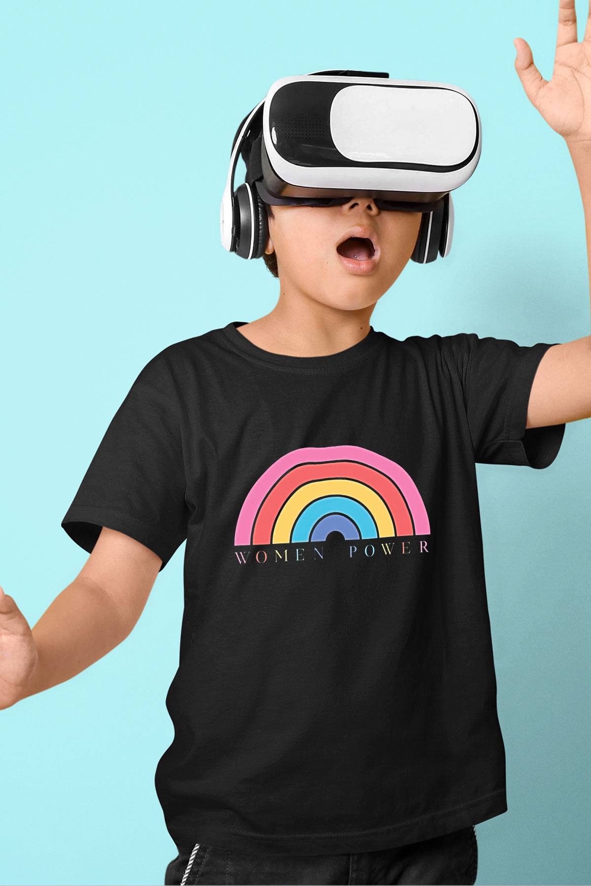 Kadınlar Günü Baskılı Unisex Siyah Çocuk Tişört - Tshirt