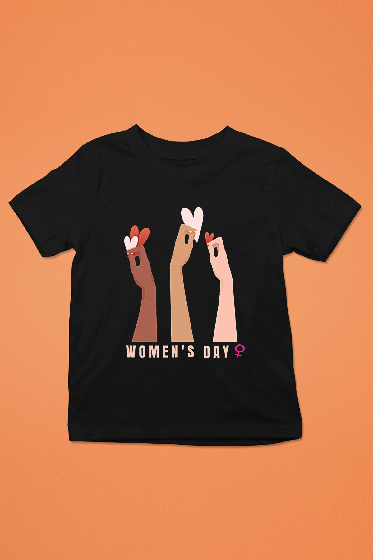 Kadınlar Günü Baskılı Unisex Siyah Çocuk Tişört - Tshirt