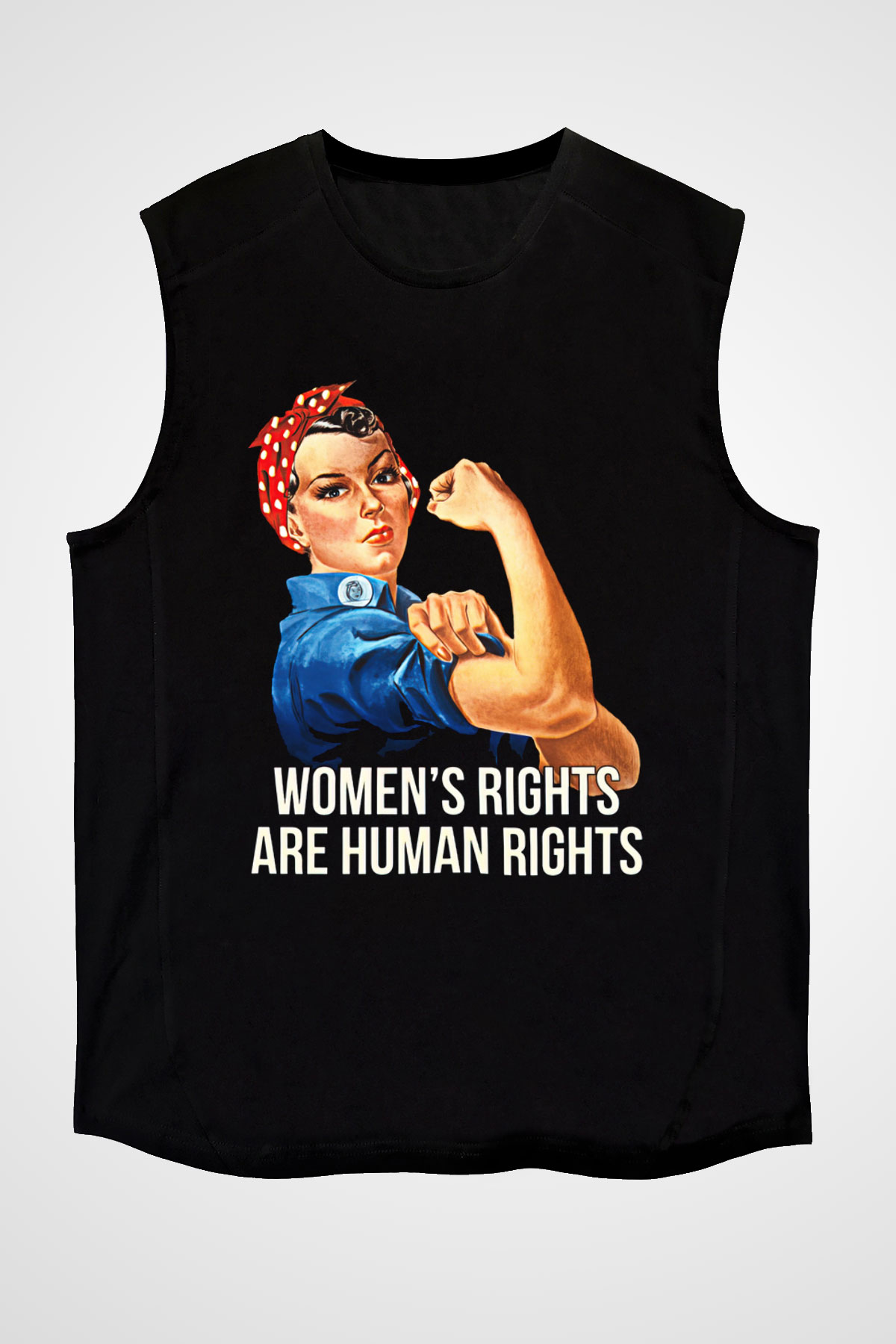 Kadınlar Günü Baskılı Unisex Siyah Kolsuz Tişört - Tshirt