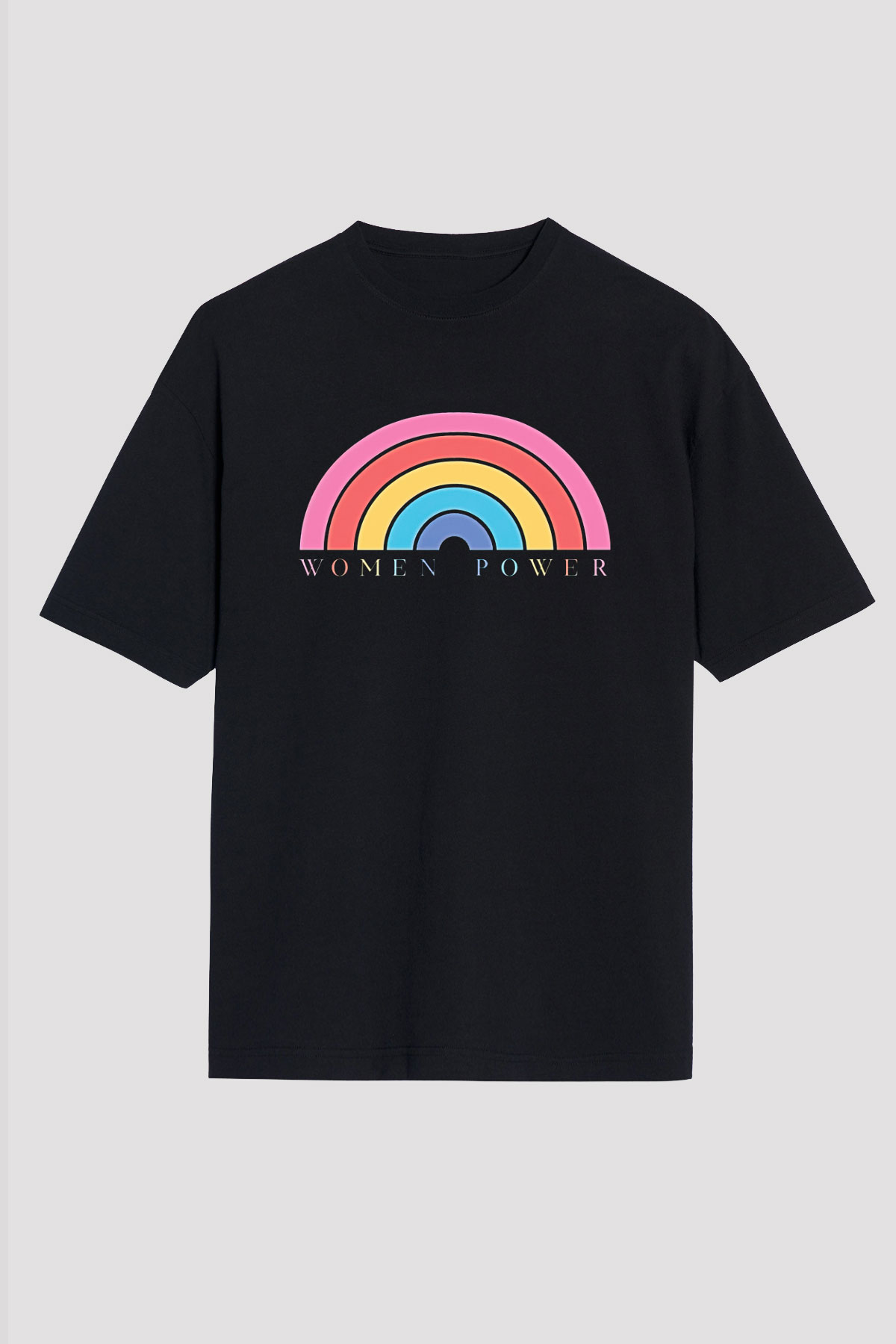 Kadınlar Günü Baskılı Unisex Siyah Oversize Tişört - Tshirt