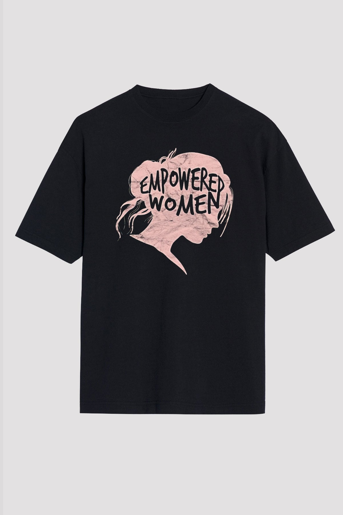 Kadınlar Günü Baskılı Unisex Siyah Oversize Tişört - Tshirt