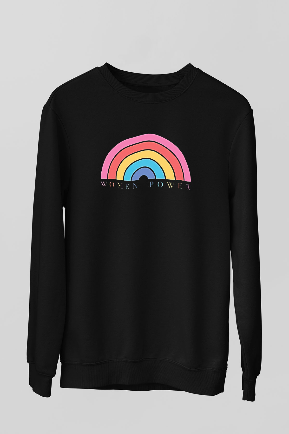 Kadınlar Günü Baskılı Unisex Siyah Sweatshirt