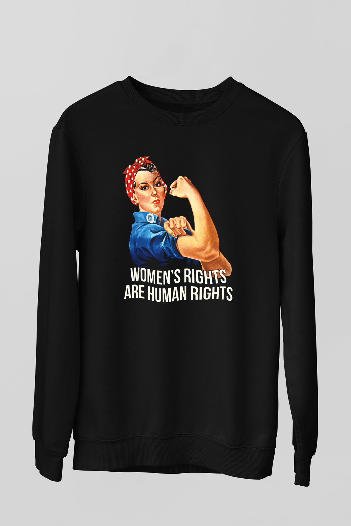 Kadınlar Günü Baskılı Unisex Siyah Sweatshirt