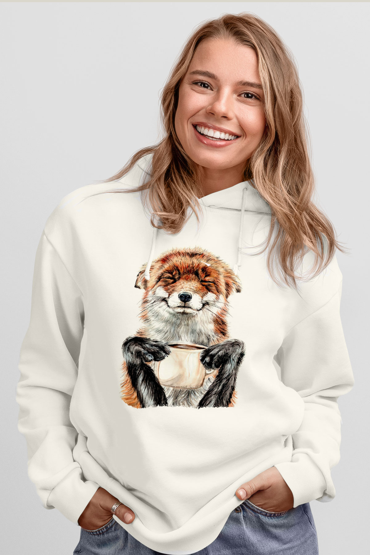 Kahve KolikBeyaz  Unisex Hoodie