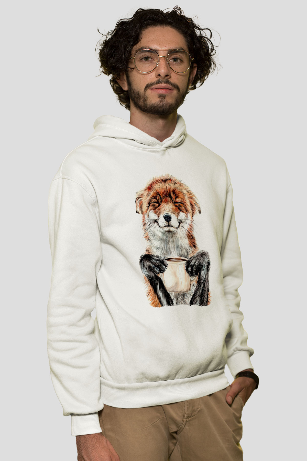 Kahve KolikBeyaz  Unisex Hoodie