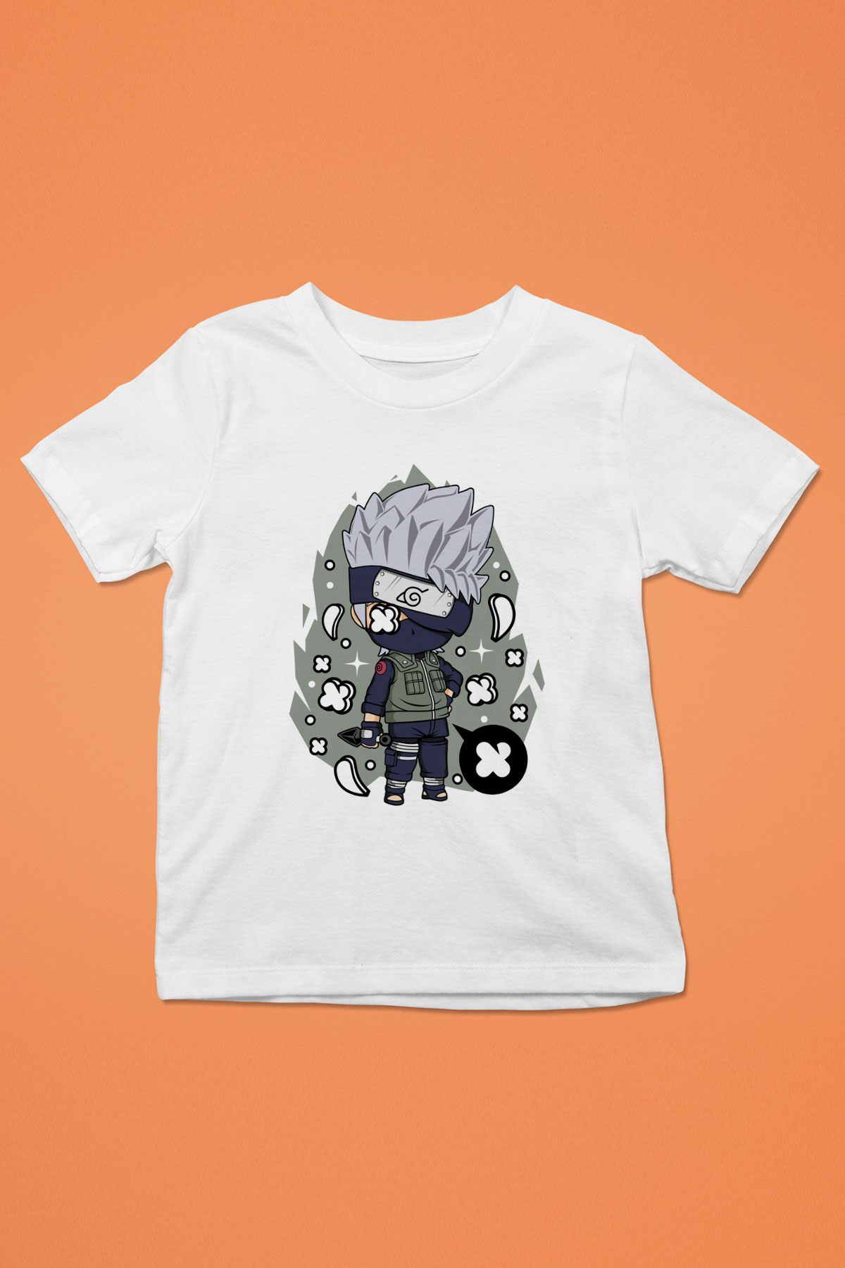 Kakashi Baskılı Beyaz Unisex Çocuk Tişört