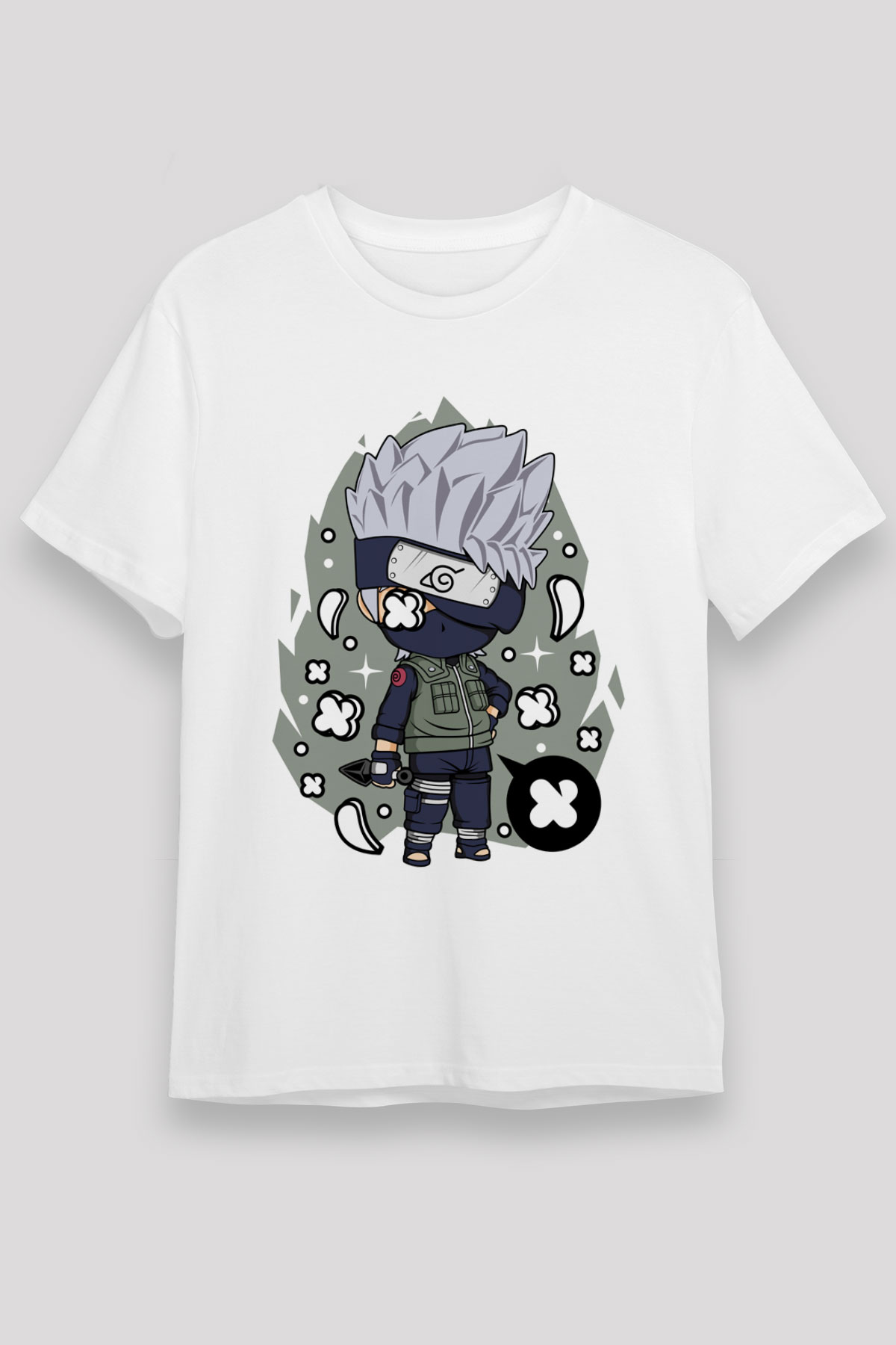 Kakashi Baskılı Beyaz Unisex Tişört