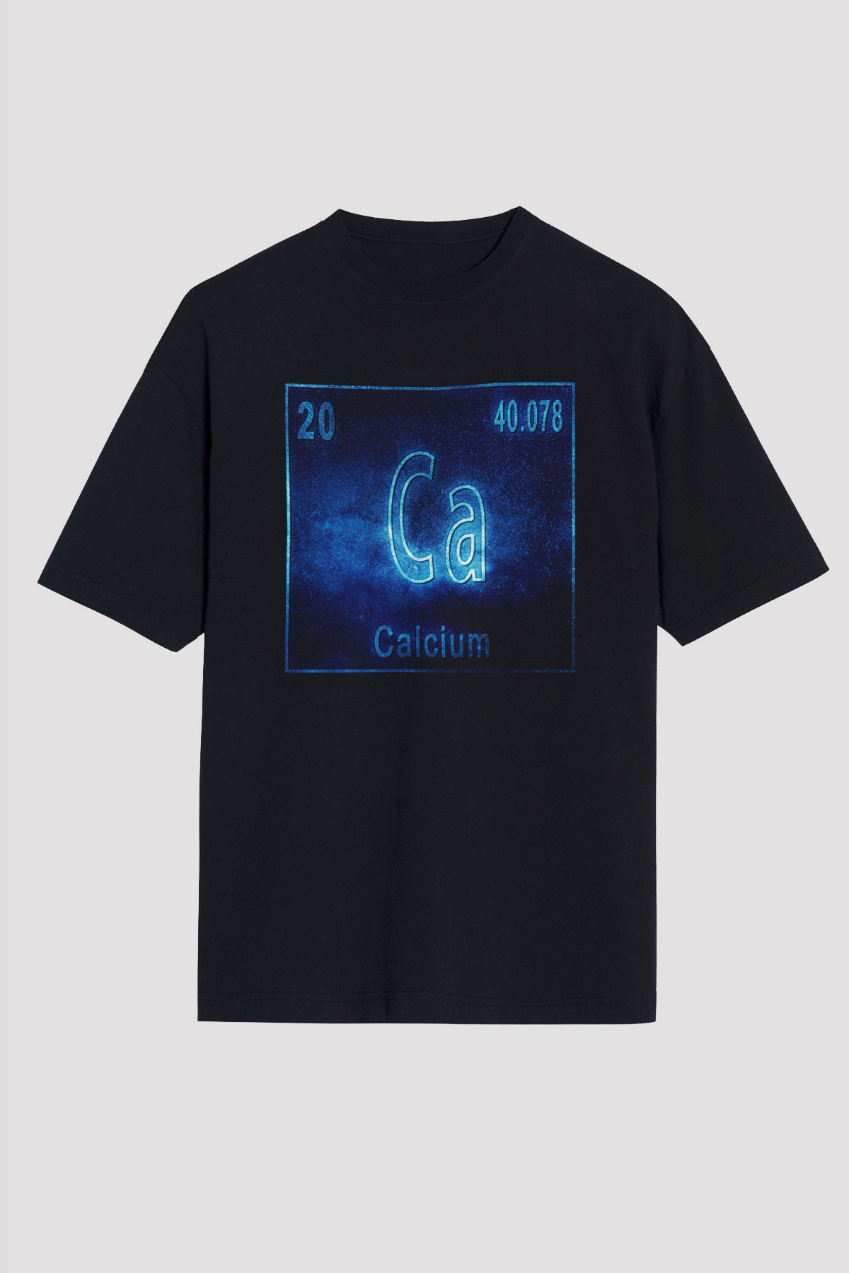Kalsiyum Atom Numarası Baskılı Unisex Siyah Oversize Tişört