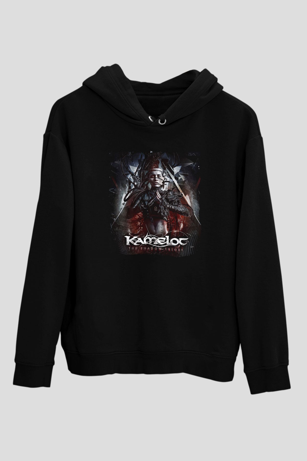 Kamelot Baskılı Unisex Siyah Kapüşonlu Sweatshirt