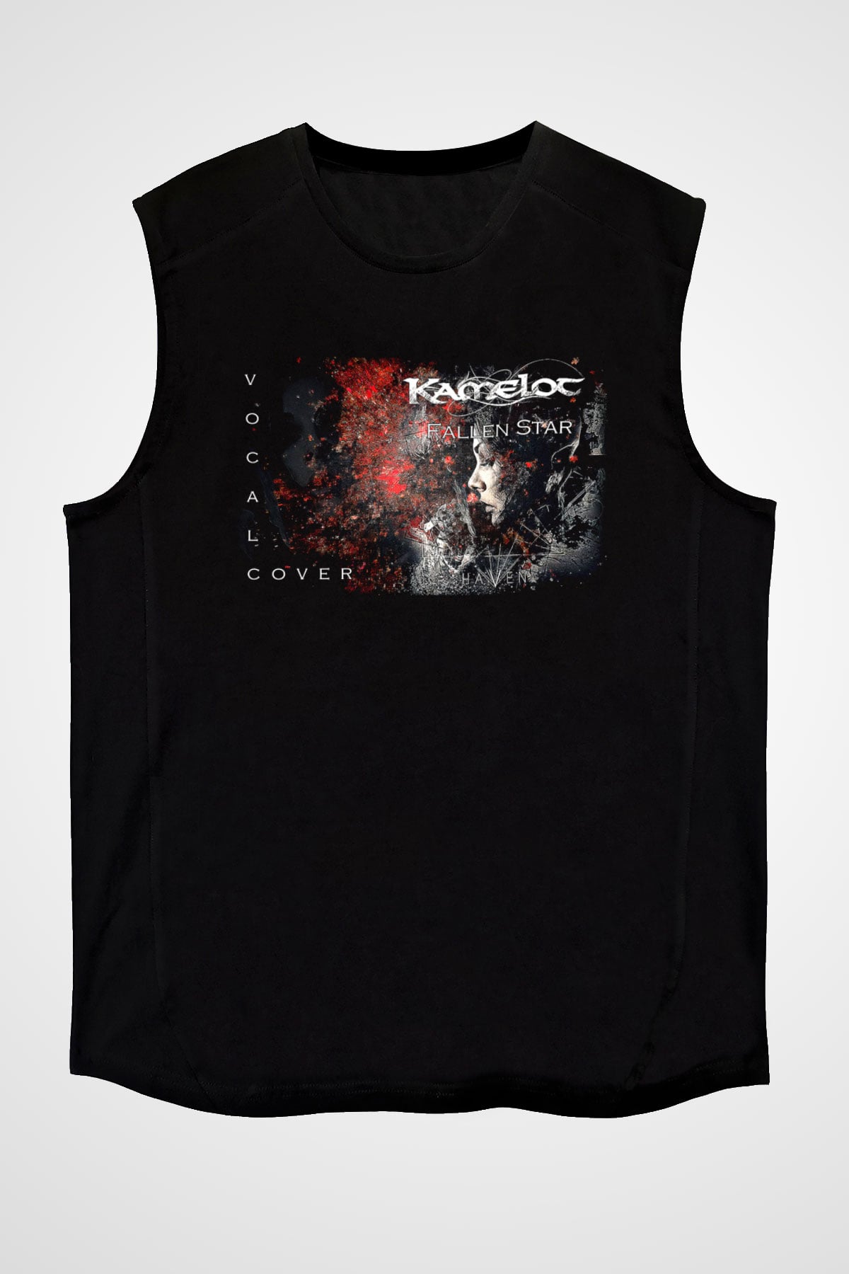 Kamelot Baskılı Unisex Siyah Kolsuz Tişört - Tshirt
