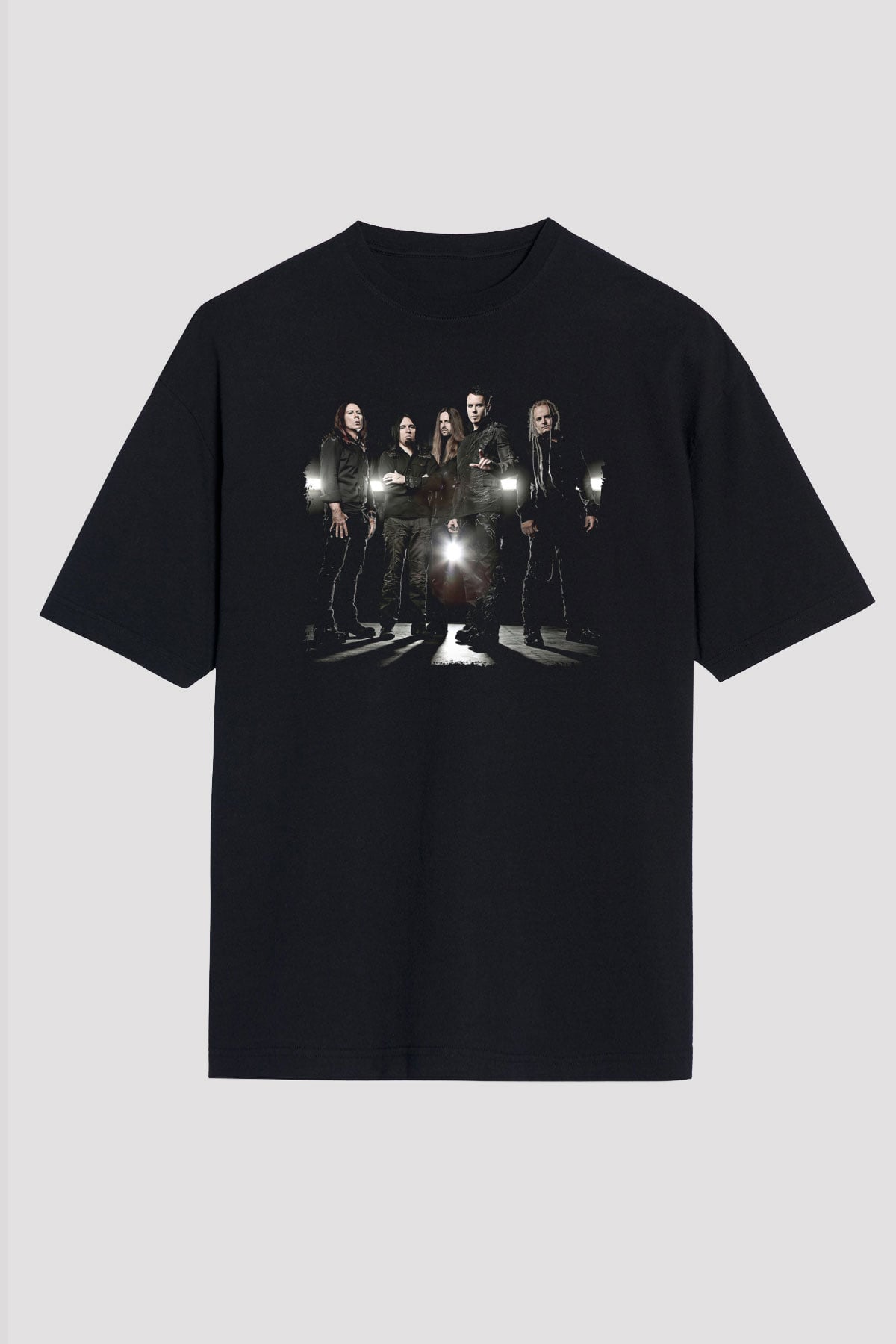 Kamelot Baskılı Unisex Siyah Oversize Tişört - Tshirt