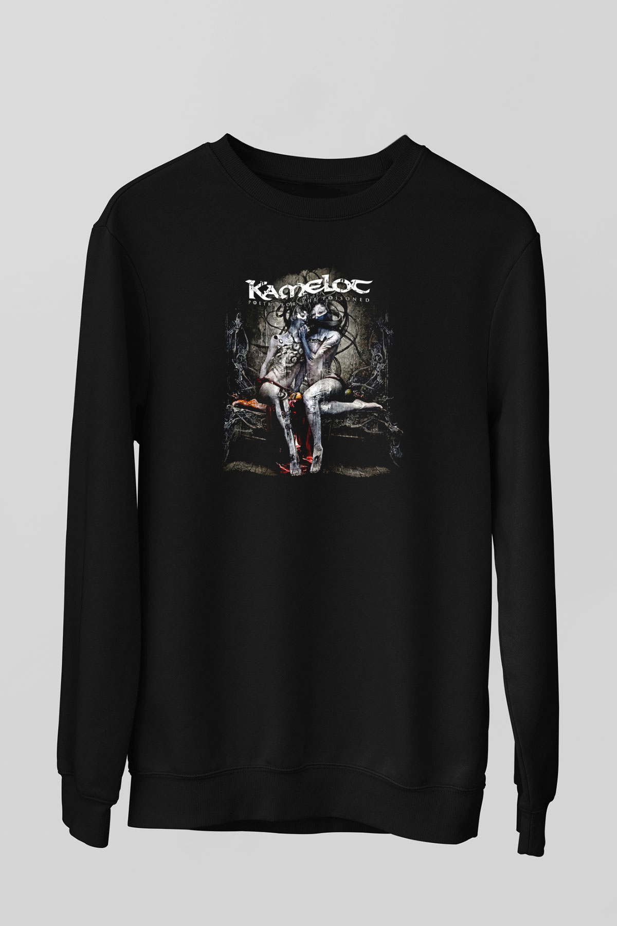 Kamelot Baskılı Unisex Siyah Sweatshirt