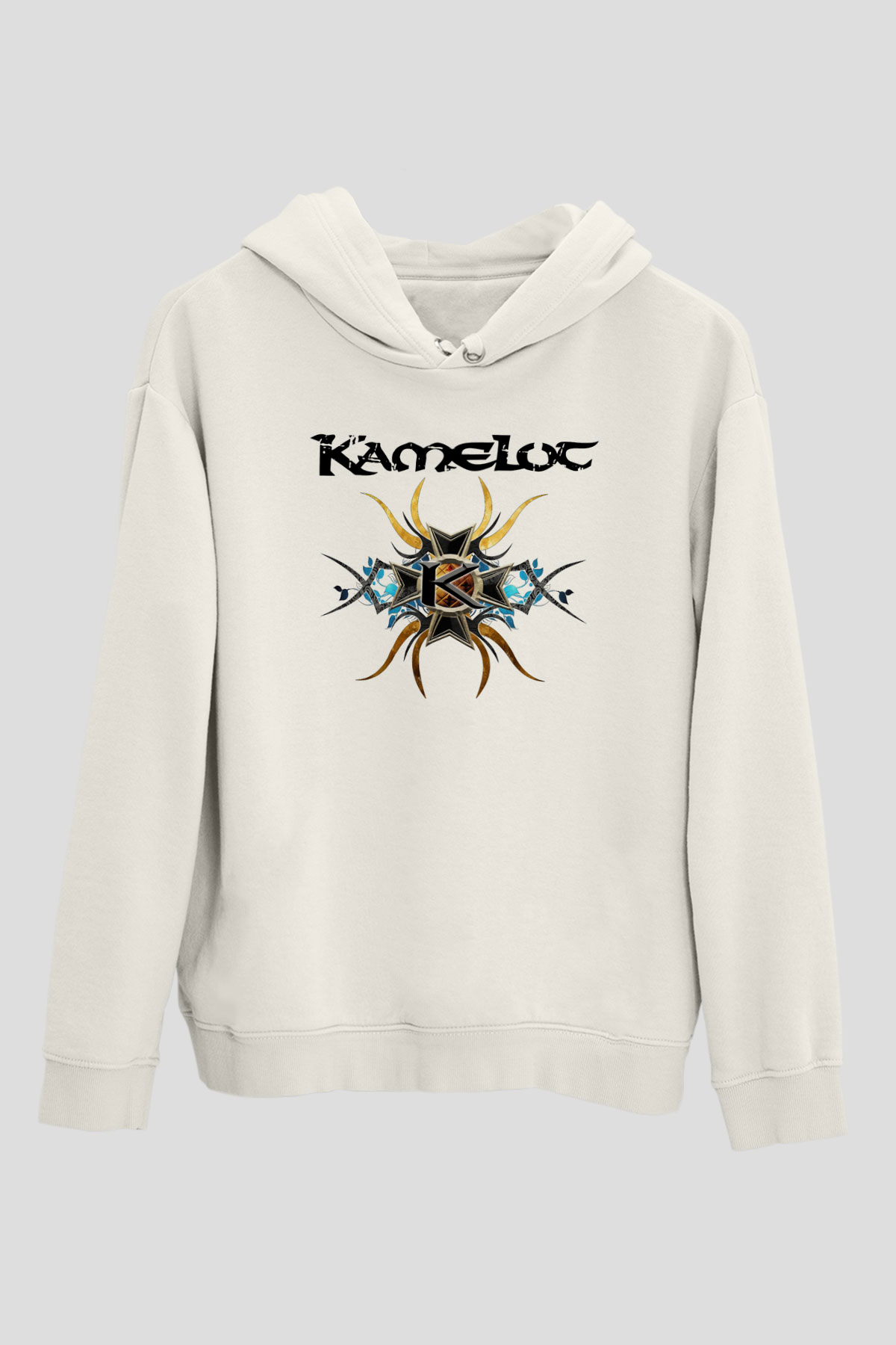 Kamelot Beyaz Unisex Kapüşonlu Sweatshirt