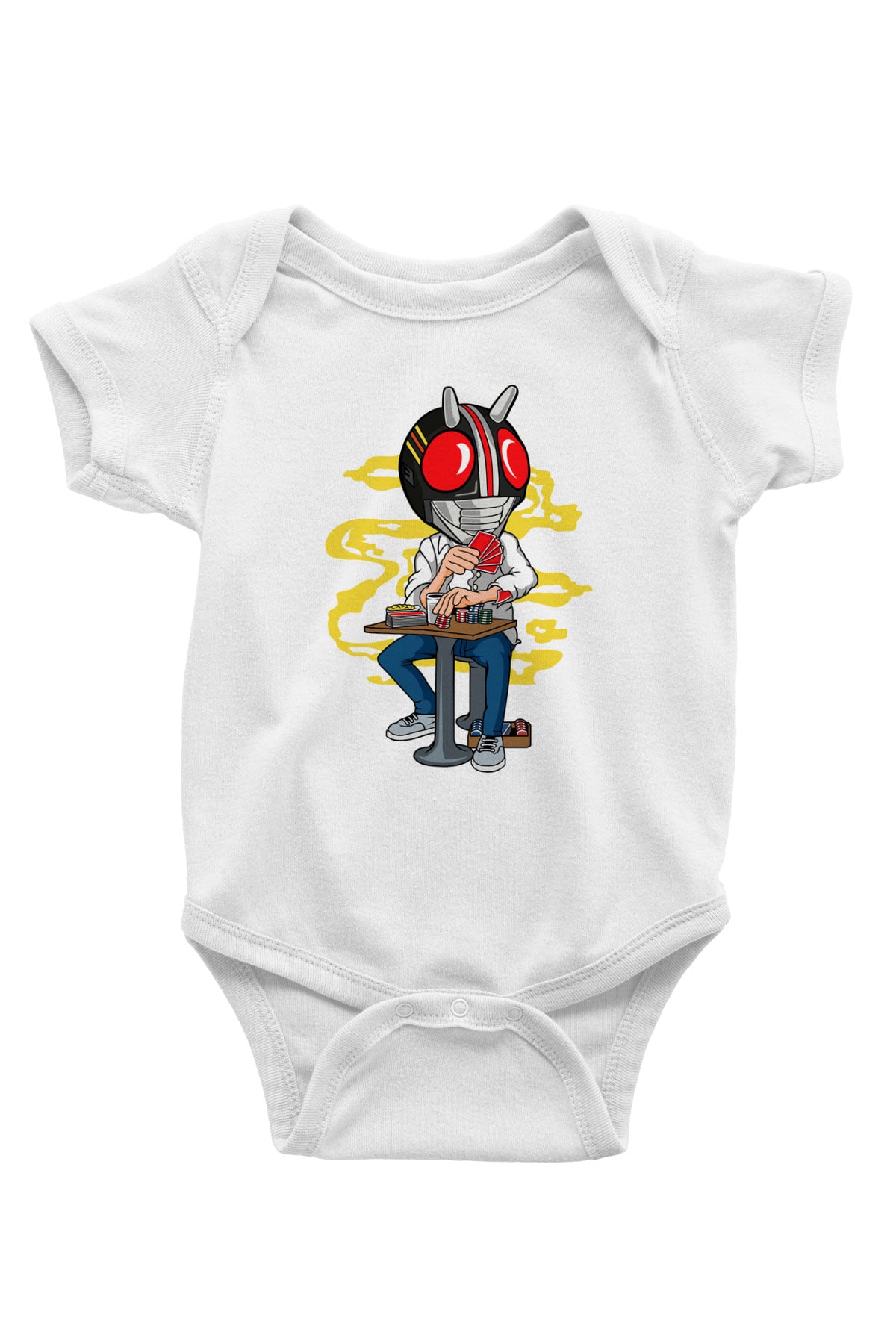 Kamen Gambler Baskılı Unisex Beyaz Bebek Body - Zıbın