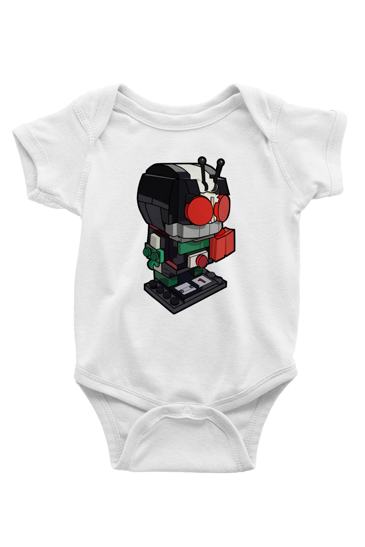Kamen Rider Lego Baskılı Beyaz Unisex Bebek Body - Zıbın