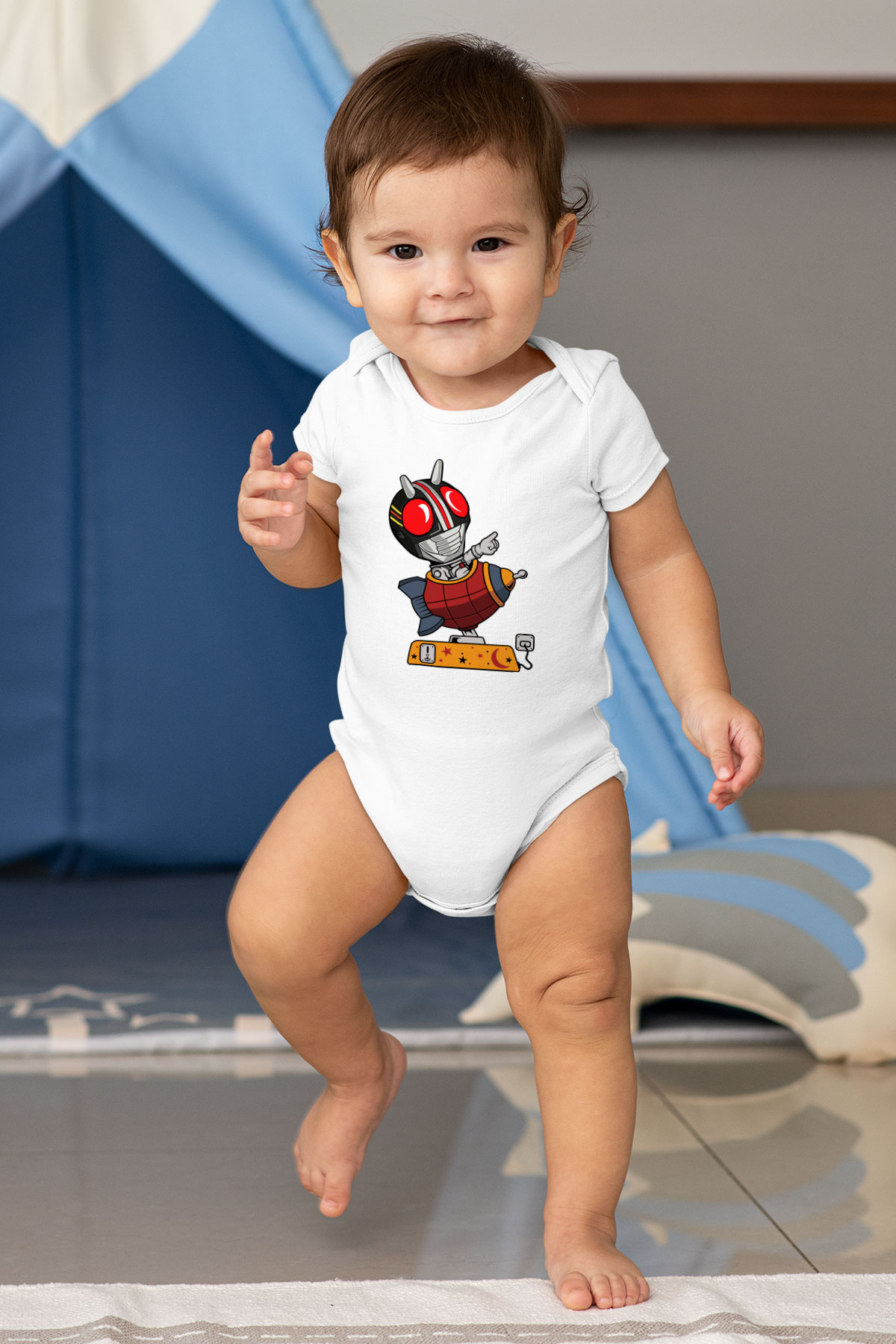 Kamen Rocket Baskılı Beyaz Unisex Bebek Body - Zıbın