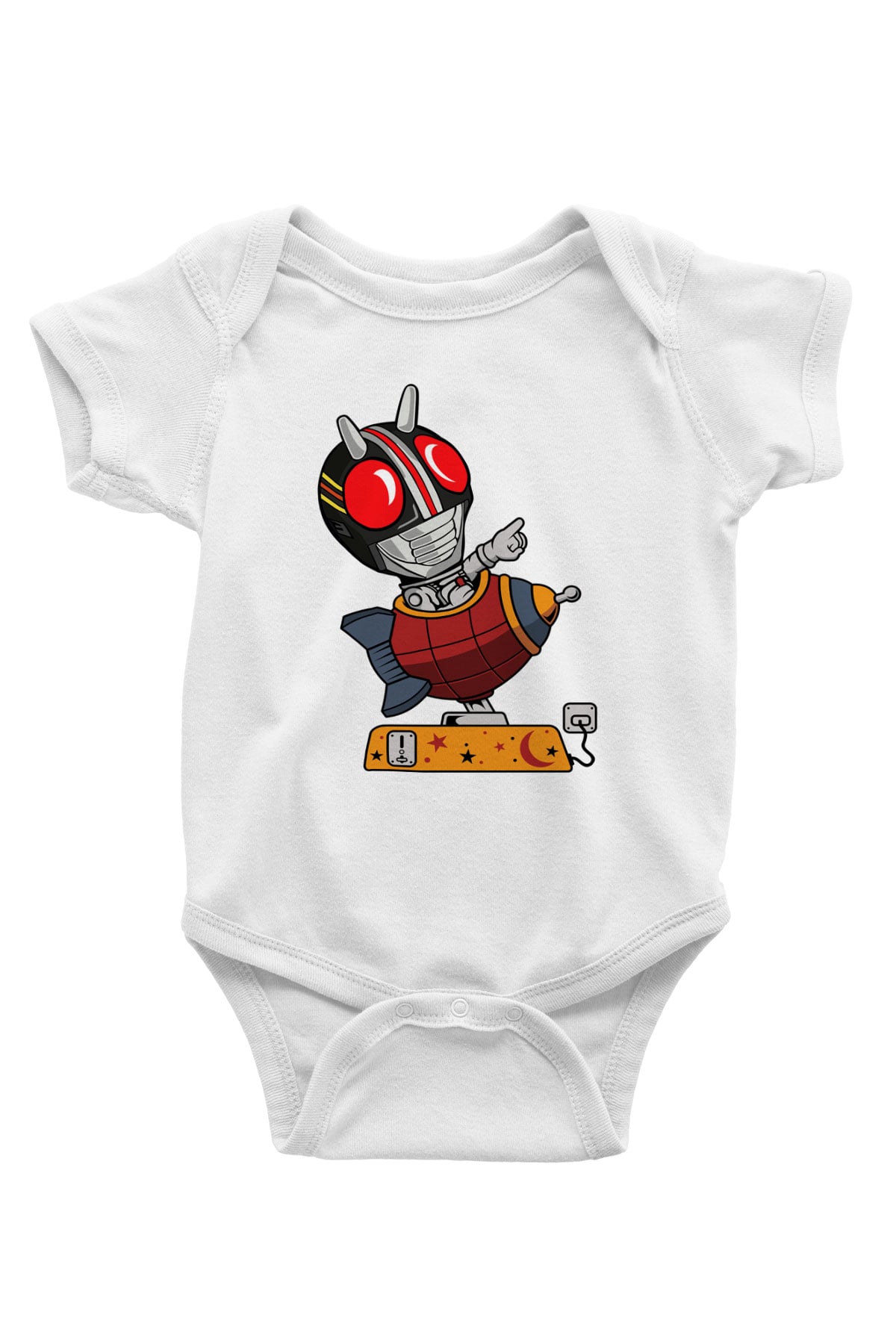 Kamen Rocket Baskılı Beyaz Unisex Bebek Body - Zıbın
