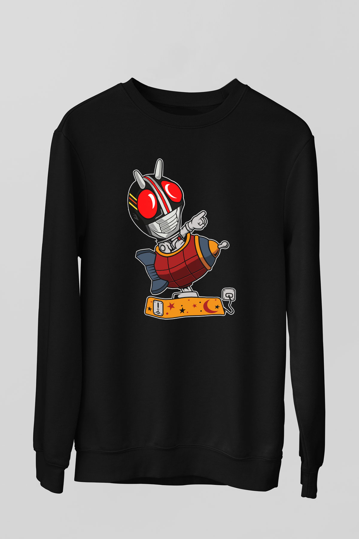 Kamen Rocket Baskılı Siyah Unisex Sweatshirt