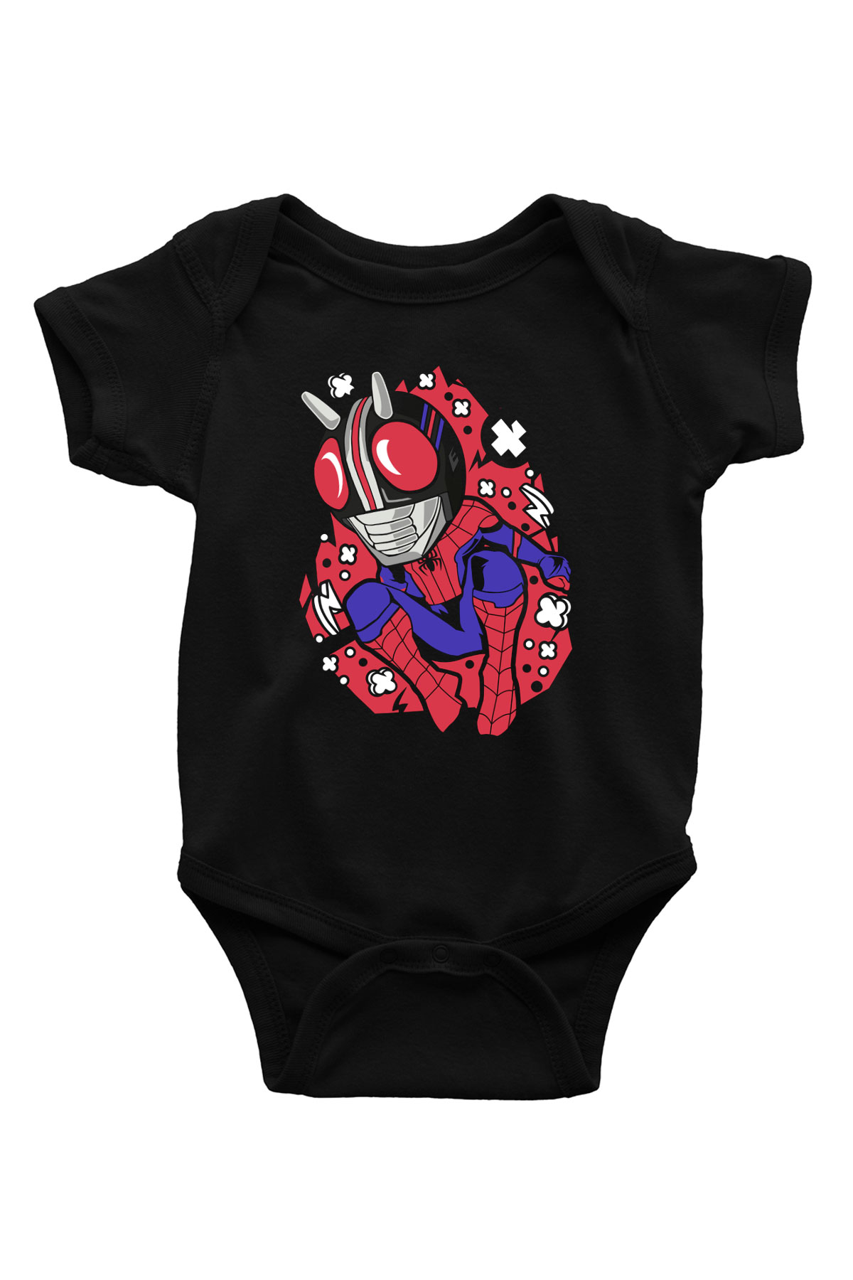 Kamen Spider Baskılı Siyah Bebek Body - Zıbın