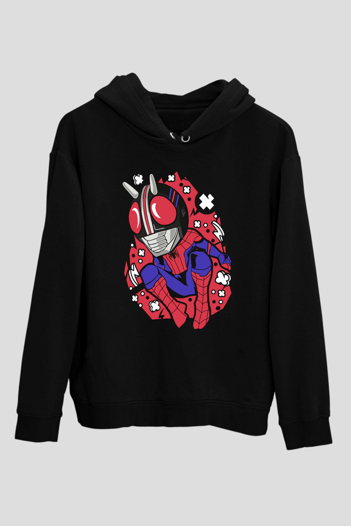 Kamen Spider Baskılı Siyah Unisex Hoodie