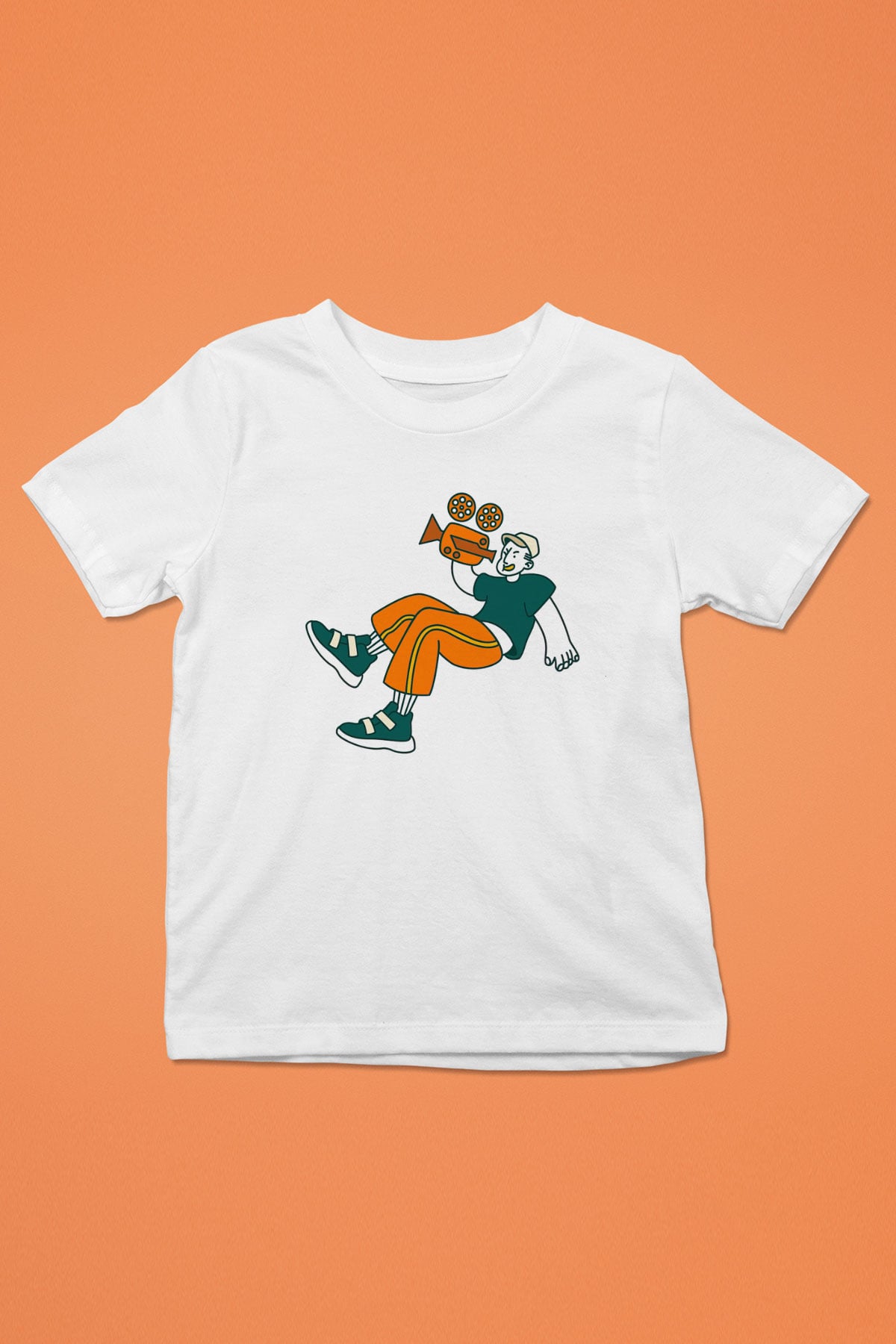 Kameraman Beyaz Unisex Çocuk Tişört
