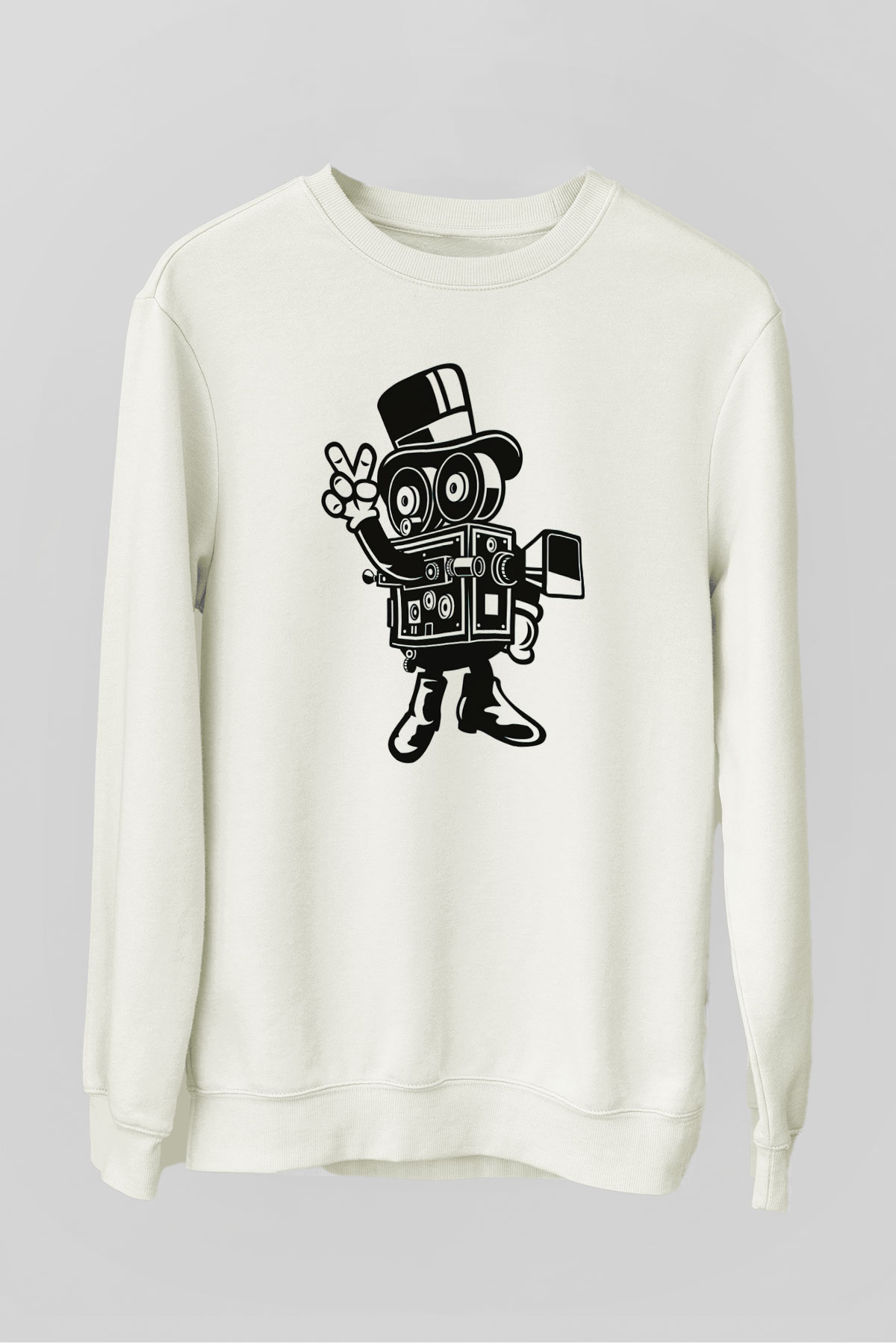 Kameraman Beyaz Unisex Sweatshirt