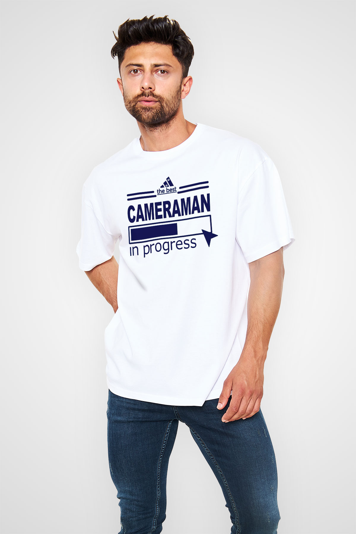 Kameraman Beyaz Oversize Tişört Oversize T-shirt - TişörtFabrikası