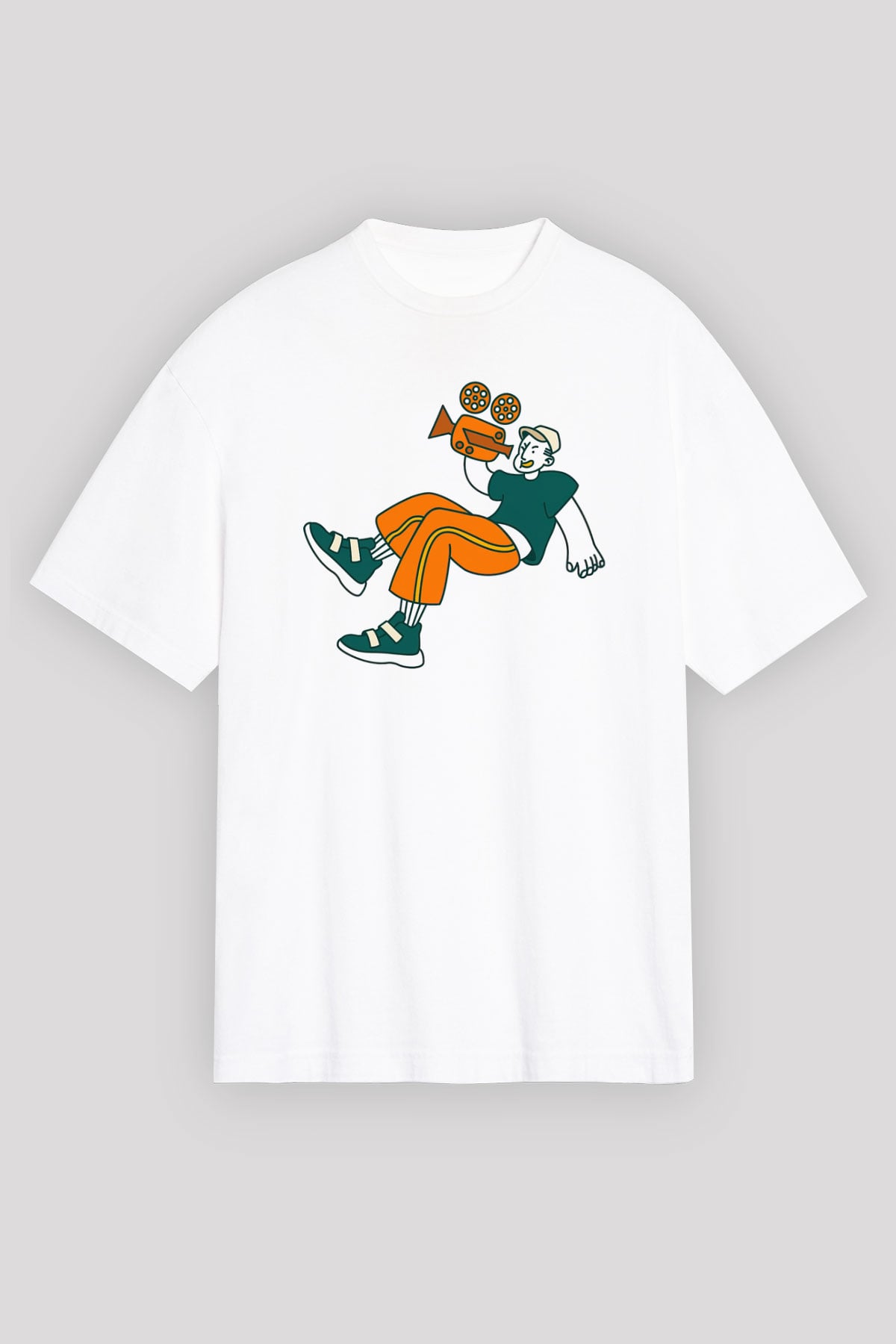 Kameraman Beyaz Oversize Tişört Oversize T-shirt - TişörtFabrikası