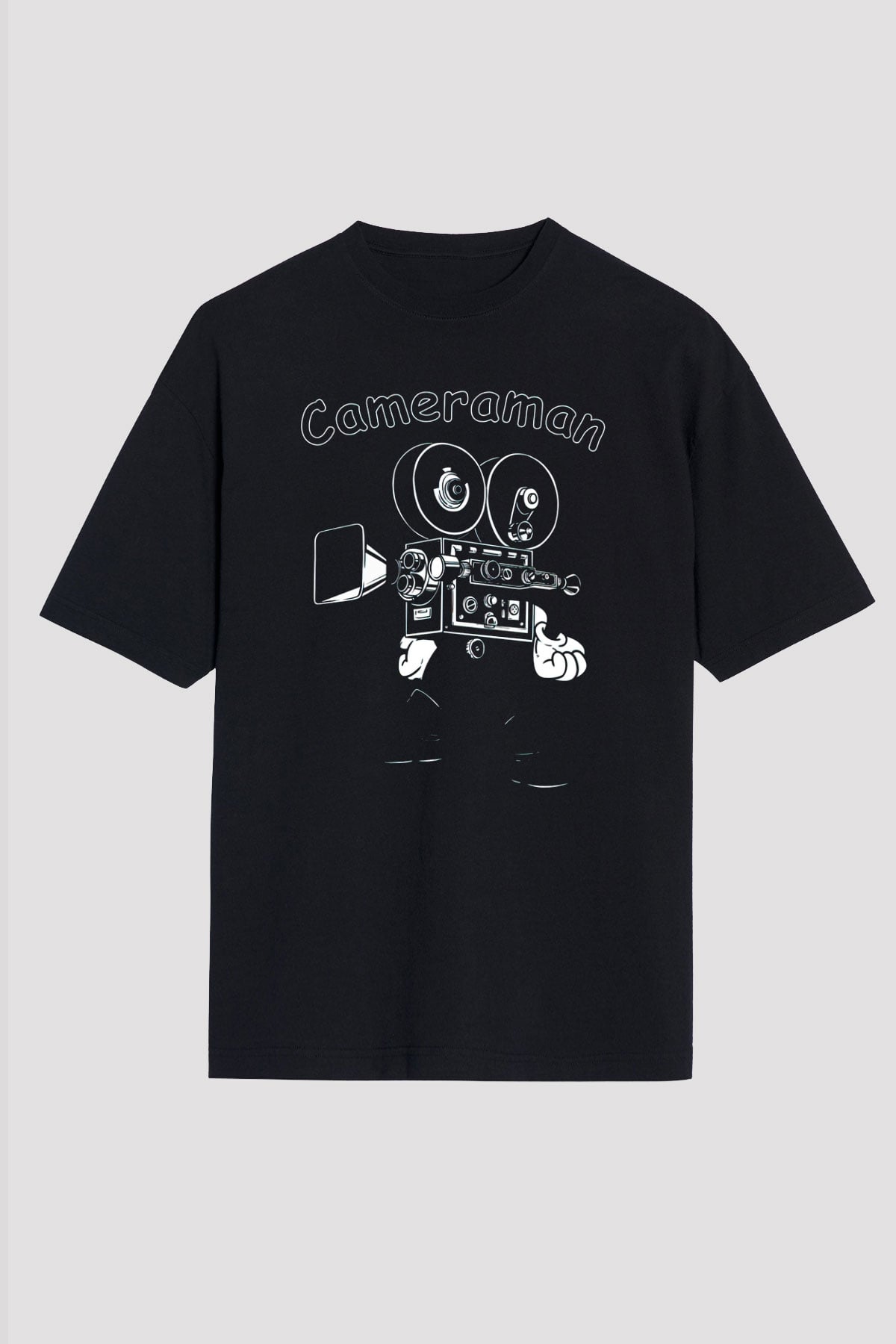 Kameraman Siyah Oversize Tişört Oversize T-shirt - TişörtFabrikası