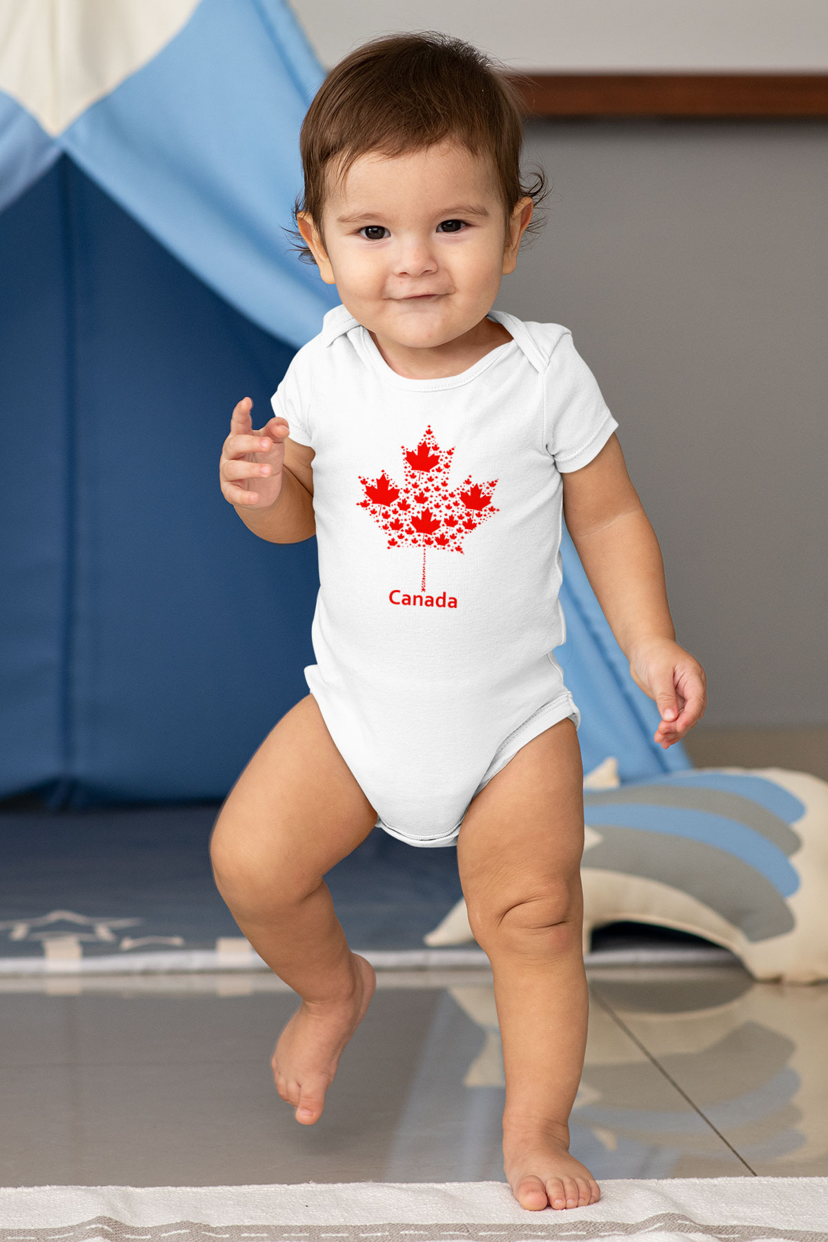 Kanada Baskılı Beyaz Unisex Bebek Body - Zıbın