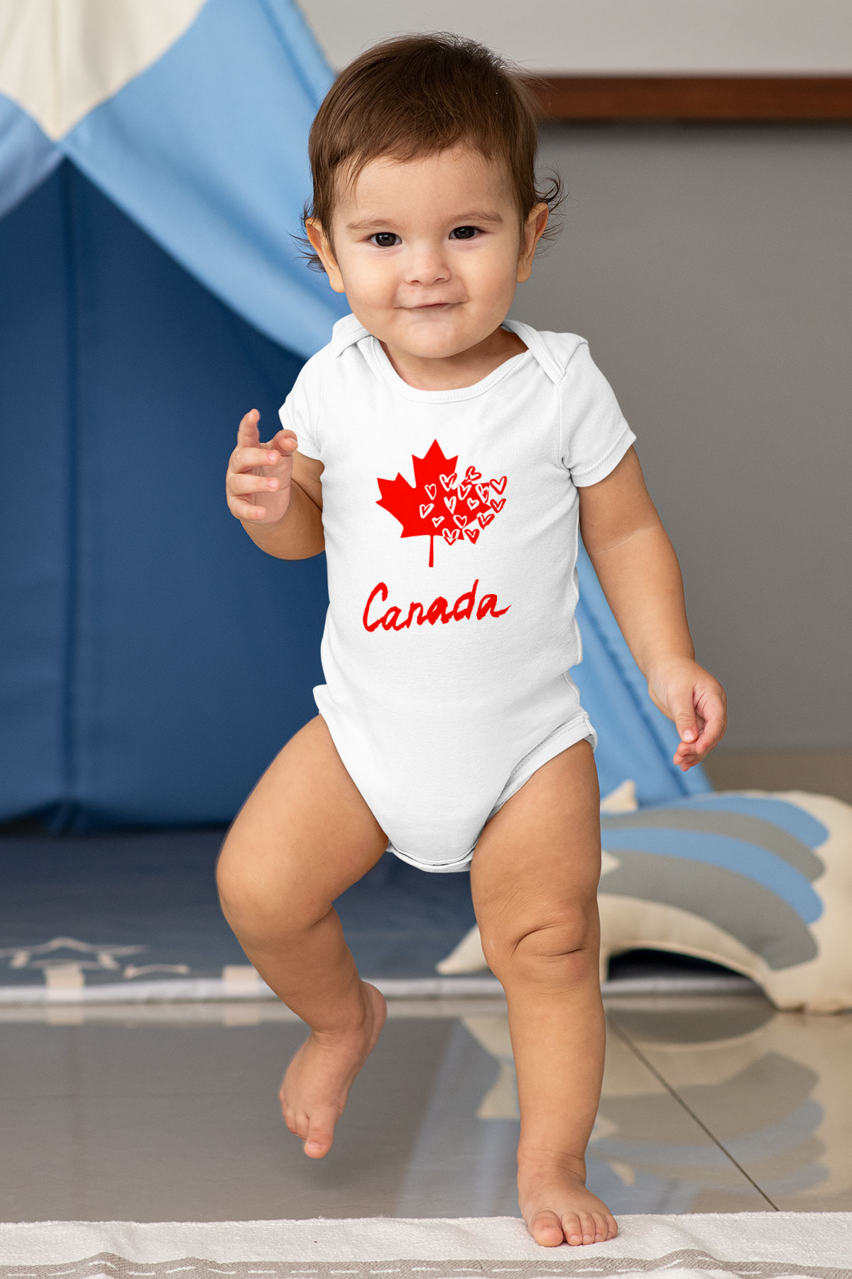 Kanada Baskılı Beyaz Unisex Bebek Body - Zıbın