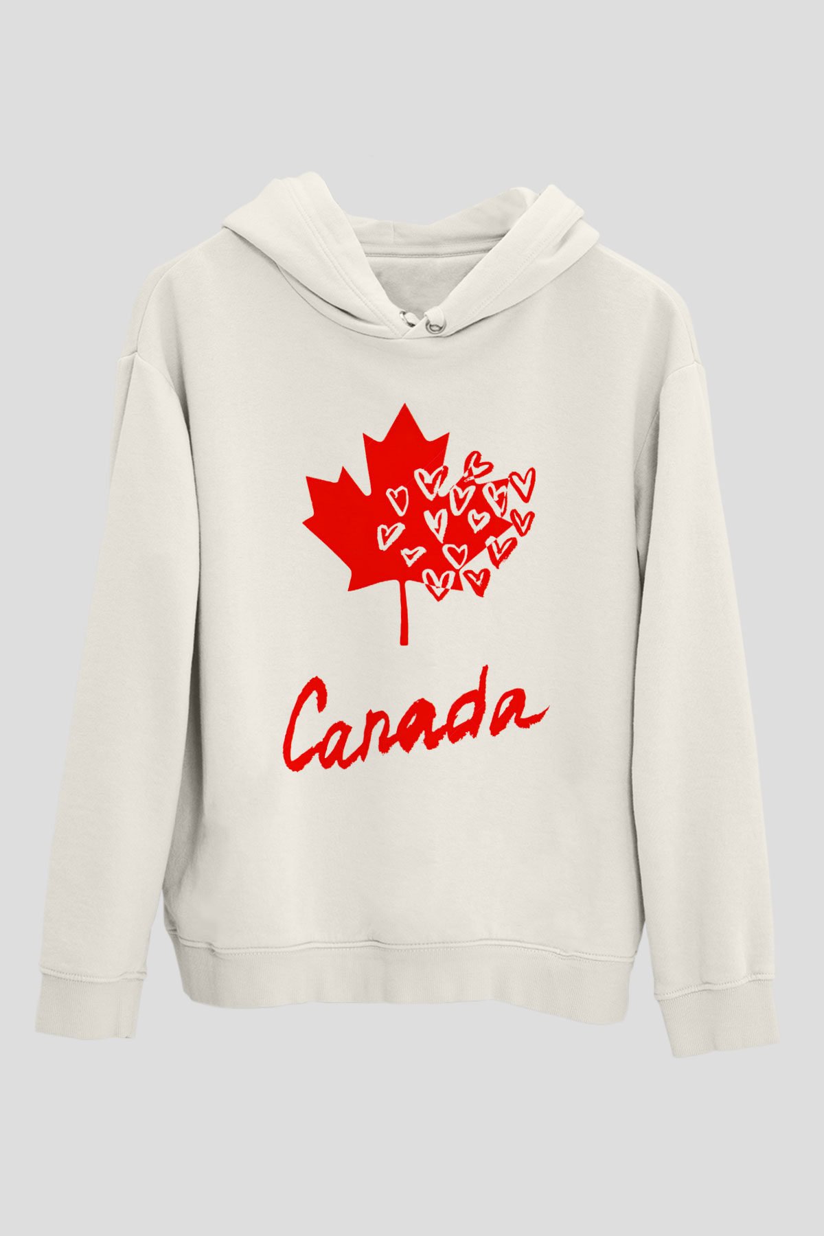 Kanada Beyaz Unisex Kapşonlu Sweatshirt