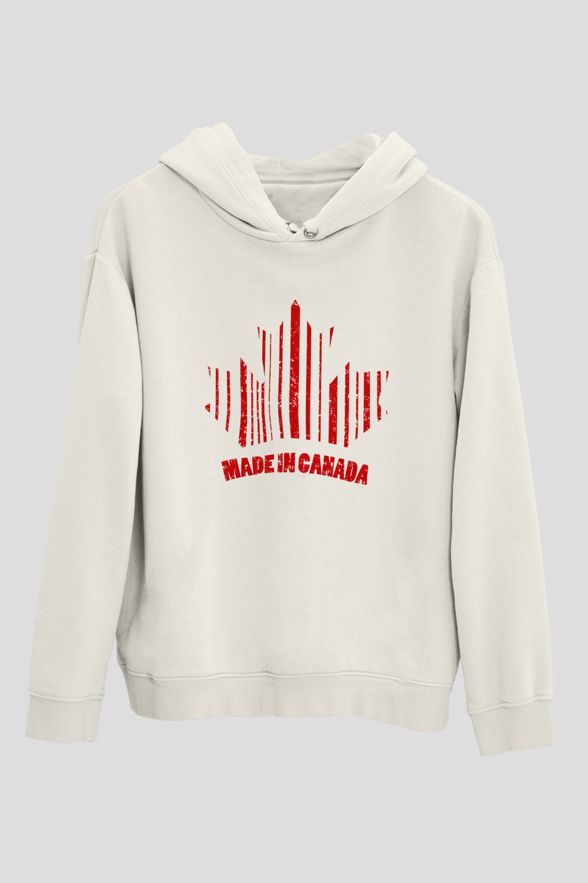Kanada Beyaz Unisex Kapşonlu Sweatshirt