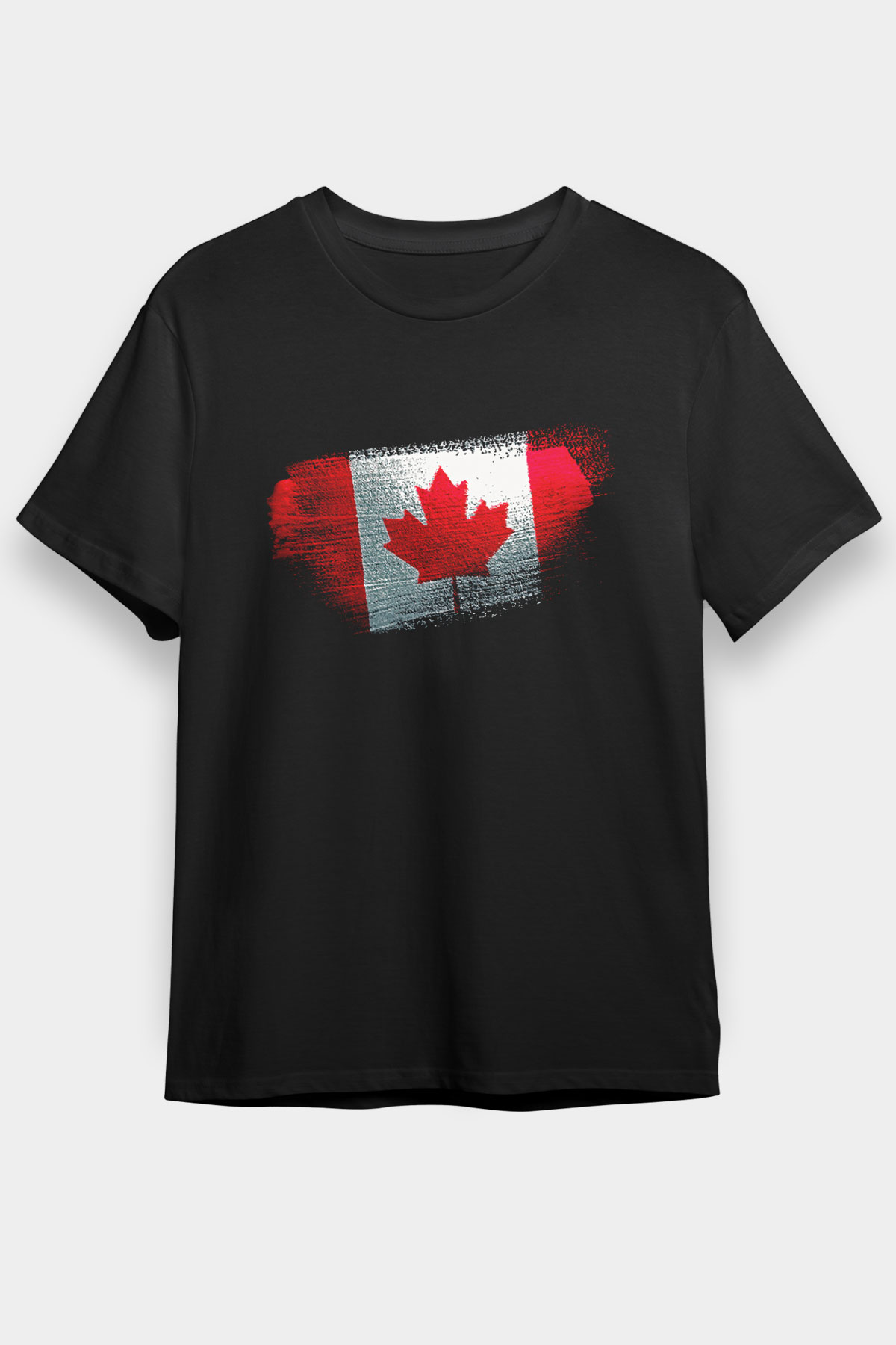 Kanada - Canada Bayrağı Baskılı Unisex Siyah Tişört