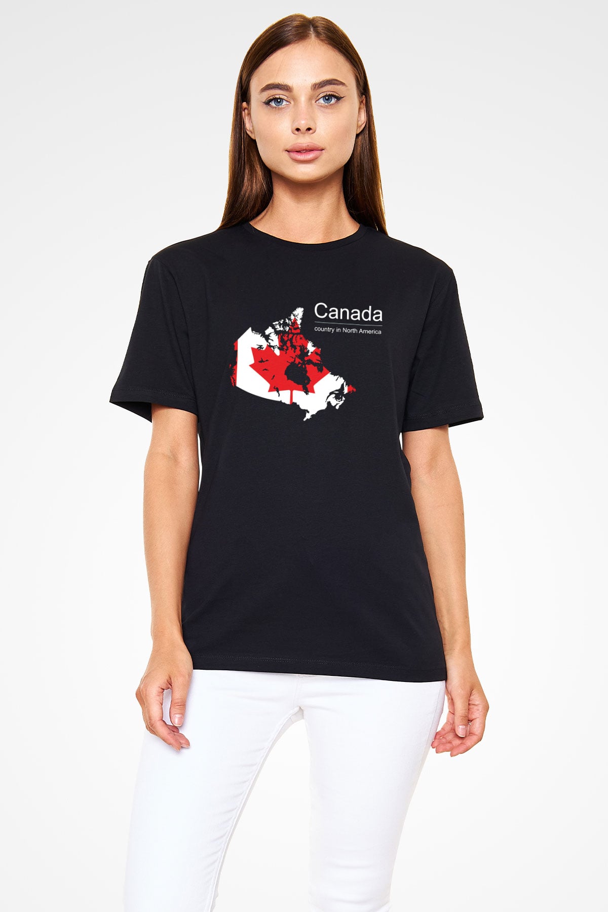 Kanada Siyah Unisex Tişört T-Shirt - TişörtFabrikası